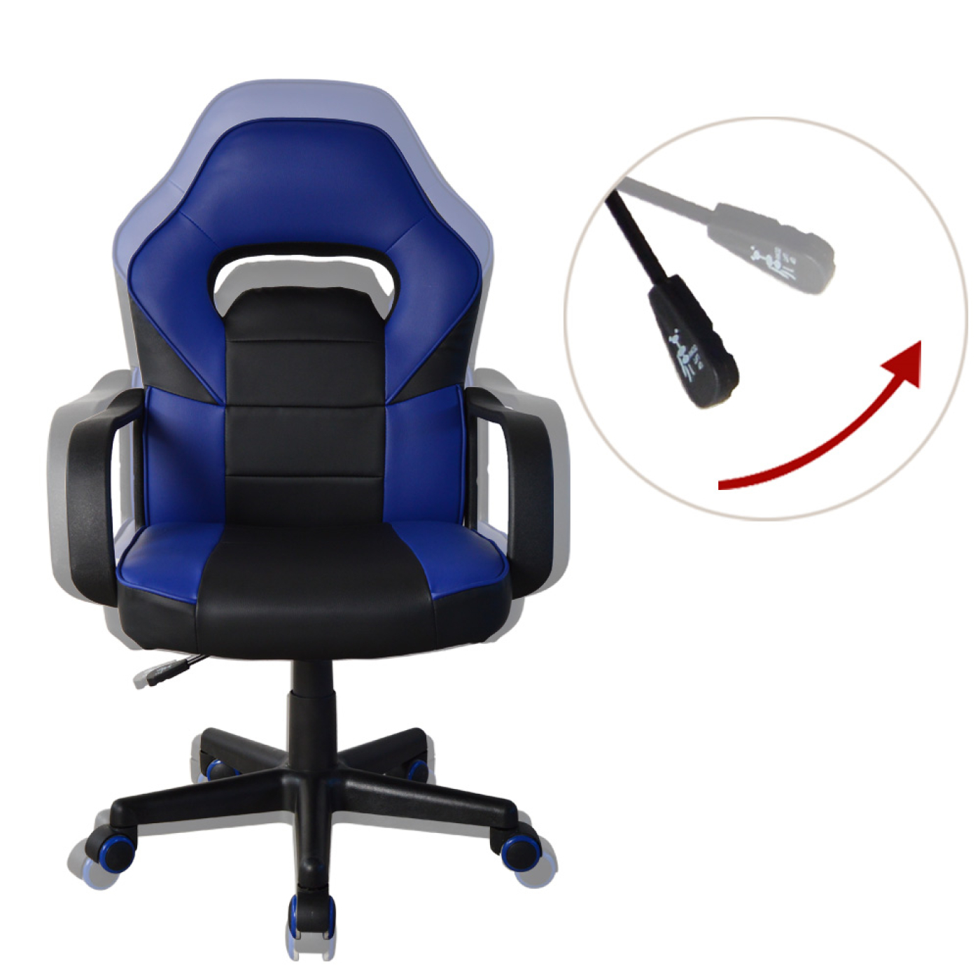Gamestoel Thomas junior - bureaustoel racing gaming stijl - hoogte verstelbaar - zwart blauw - VDD Stage Gamestoel Thomas junior - bureaustoel racing gaming stijl - hoogte verstelbaar - zwart blauw - VDD Stage