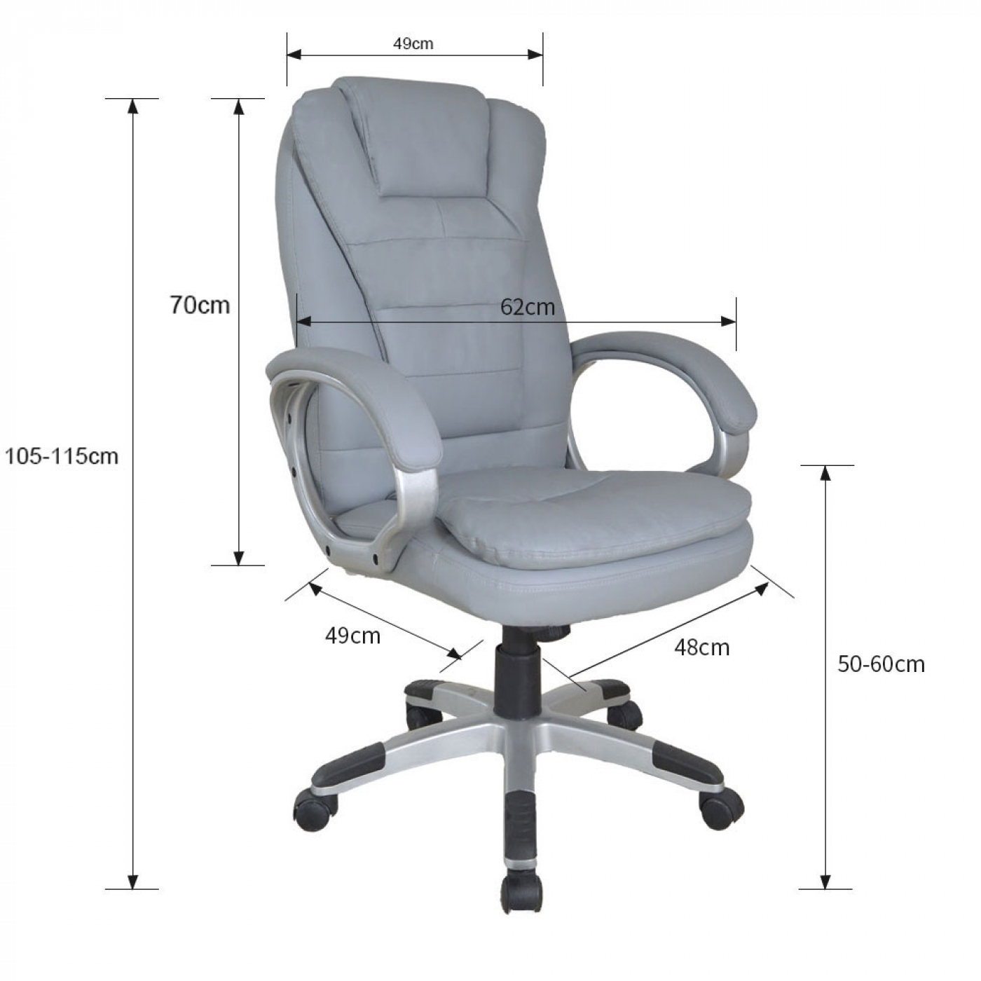 Bureaustoel - directiestoel - ergonomisch verstelbaar - extra dikke vulling - grijs - VDD Stage Bureaustoel - directiestoel - ergonomisch verstelbaar - extra dikke vulling - grijs - VDD Stage