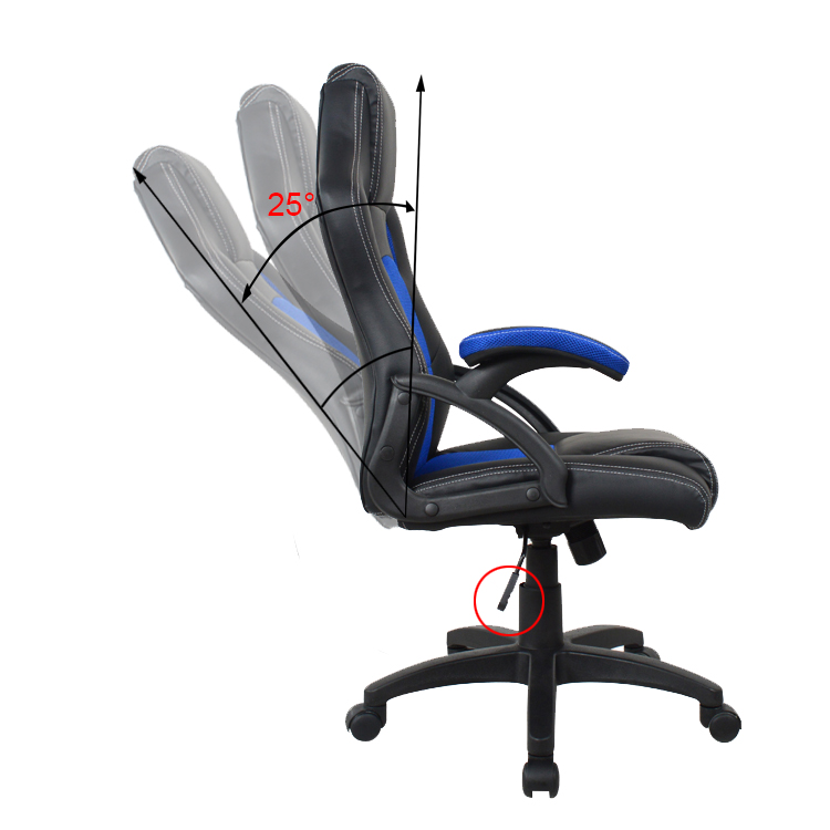 Gamestoel Wouter junior bureaustoel - racing gaming stijl - hoogte verstelbaar - zwart blauw - VDD Stage Gamestoel Wouter junior bureaustoel - racing gaming stijl - hoogte verstelbaar - zwart blauw - VDD Stage