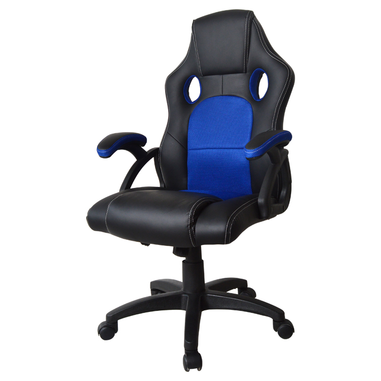 Gamestoel Wouter junior bureaustoel - racing gaming stijl - hoogte verstelbaar - zwart blauw - VDD Stage Gamestoel Wouter junior bureaustoel - racing gaming stijl - hoogte verstelbaar - zwart blauw - VDD Stage