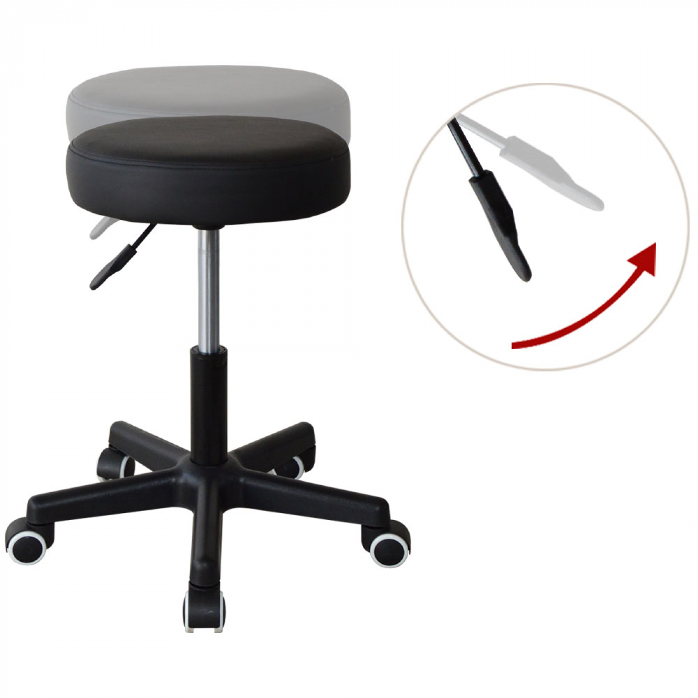 Kantoorkruk - bureaukruk - werkkruk - tabouret - hoogte instelbaar - zwart - VDD Stage Kantoorkruk - bureaukruk - werkkruk - tabouret - hoogte instelbaar - zwart - VDD Stage