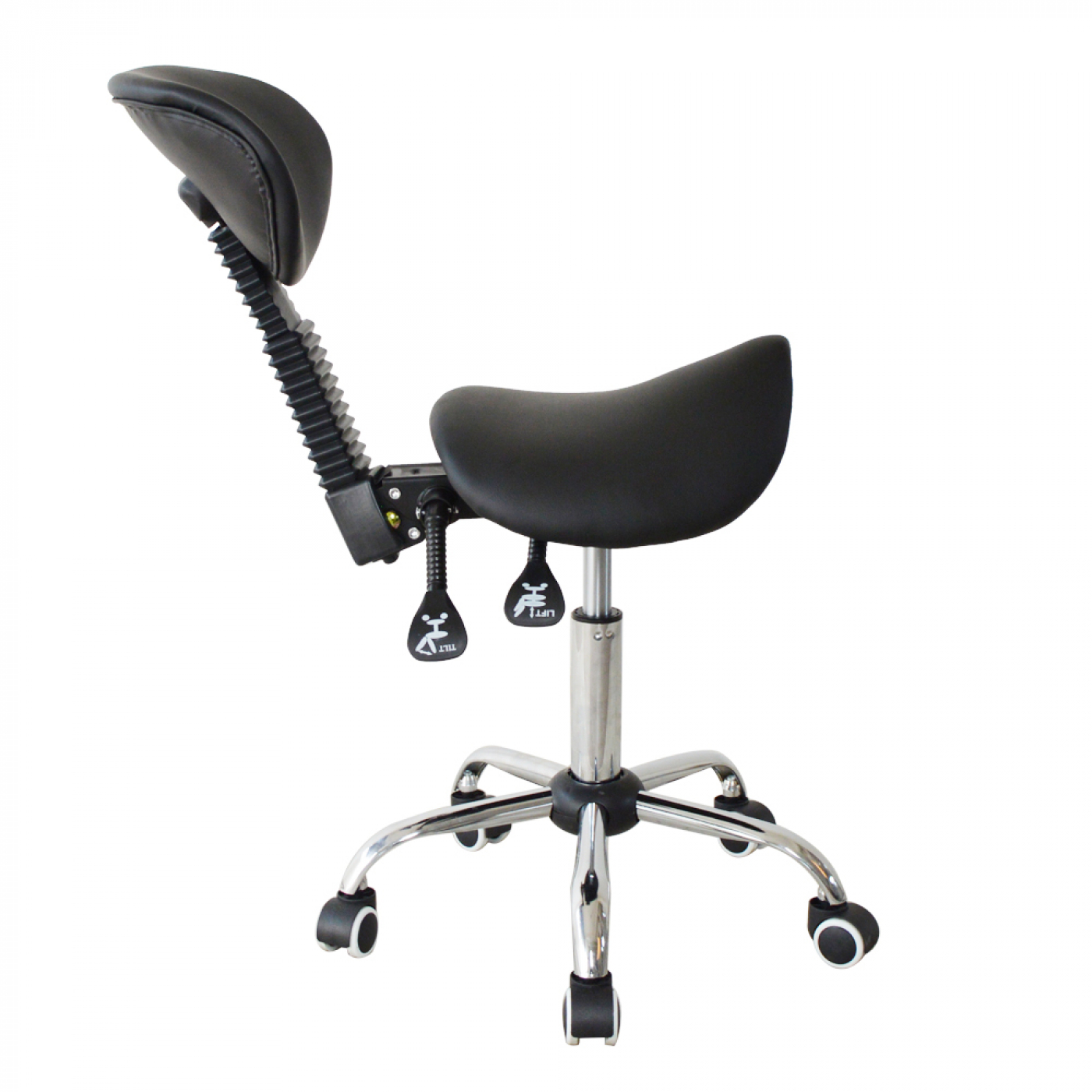 Zadelkruk rugleuning ergonomisch kantelbaar - kapperskruk - tabouret - hoogte verstelbaar - VDD Stage Zadelkruk rugleuning ergonomisch kantelbaar - kapperskruk - tabouret - hoogte verstelbaar - VDD Stage