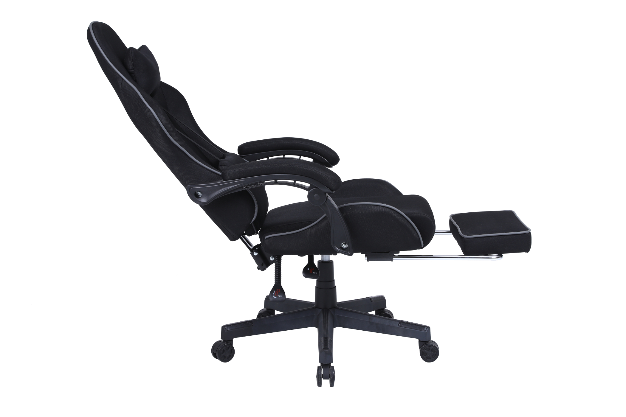 VDD - gamestoel met voetsteun - padded armsteunen - hoogte verstelbaar - massage kussen - zwart - alternatieve afbeelding
