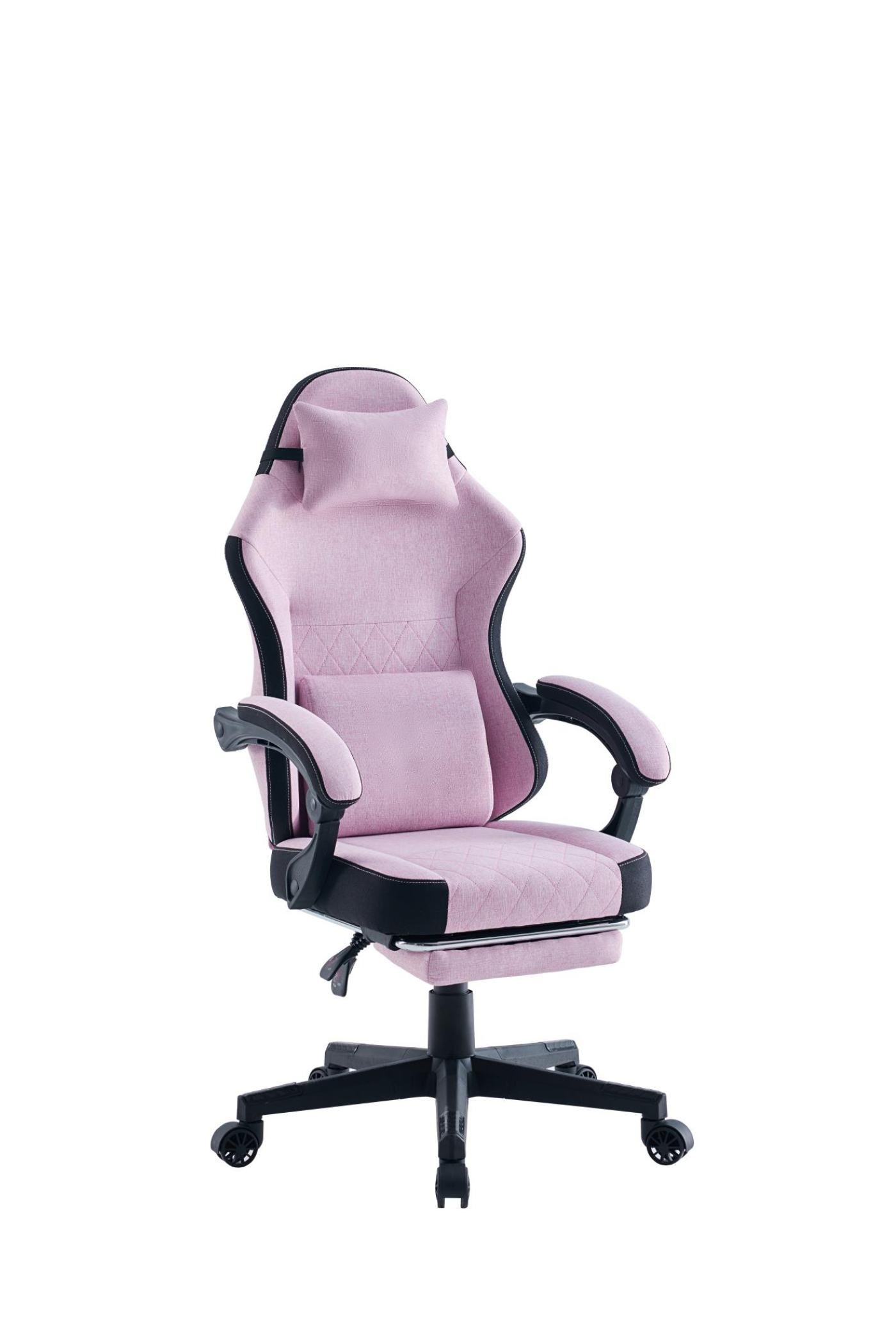 VDD - gamestoel met voetsteun - padded armsteunen - hoogte verstelbaar - roze - alternatieve afbeelding