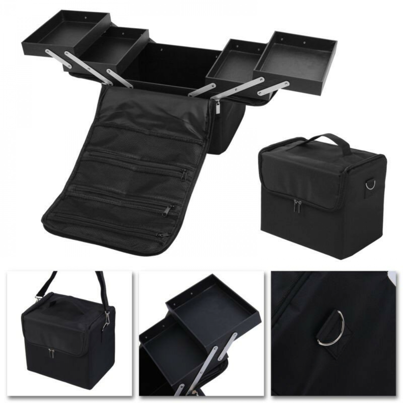 VDD Beauty Case - Make Up Visagie Koffer - Nagel Koffer - Uitklapbaar - Zwart