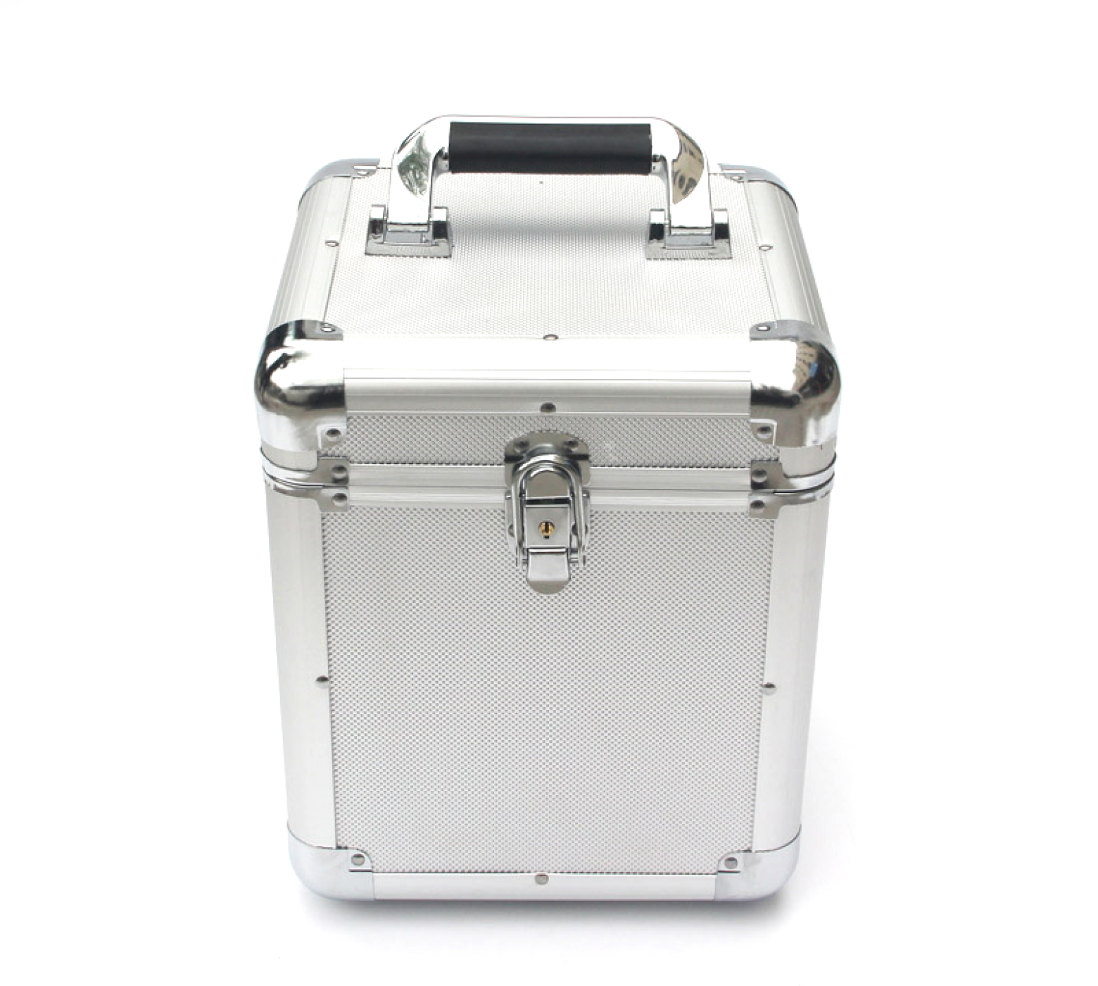 LP single 7 inch vinyl koffer voor opbergen van 70 - 100 singles afsluitbaar zilver aluminium - alternatieve afbeelding