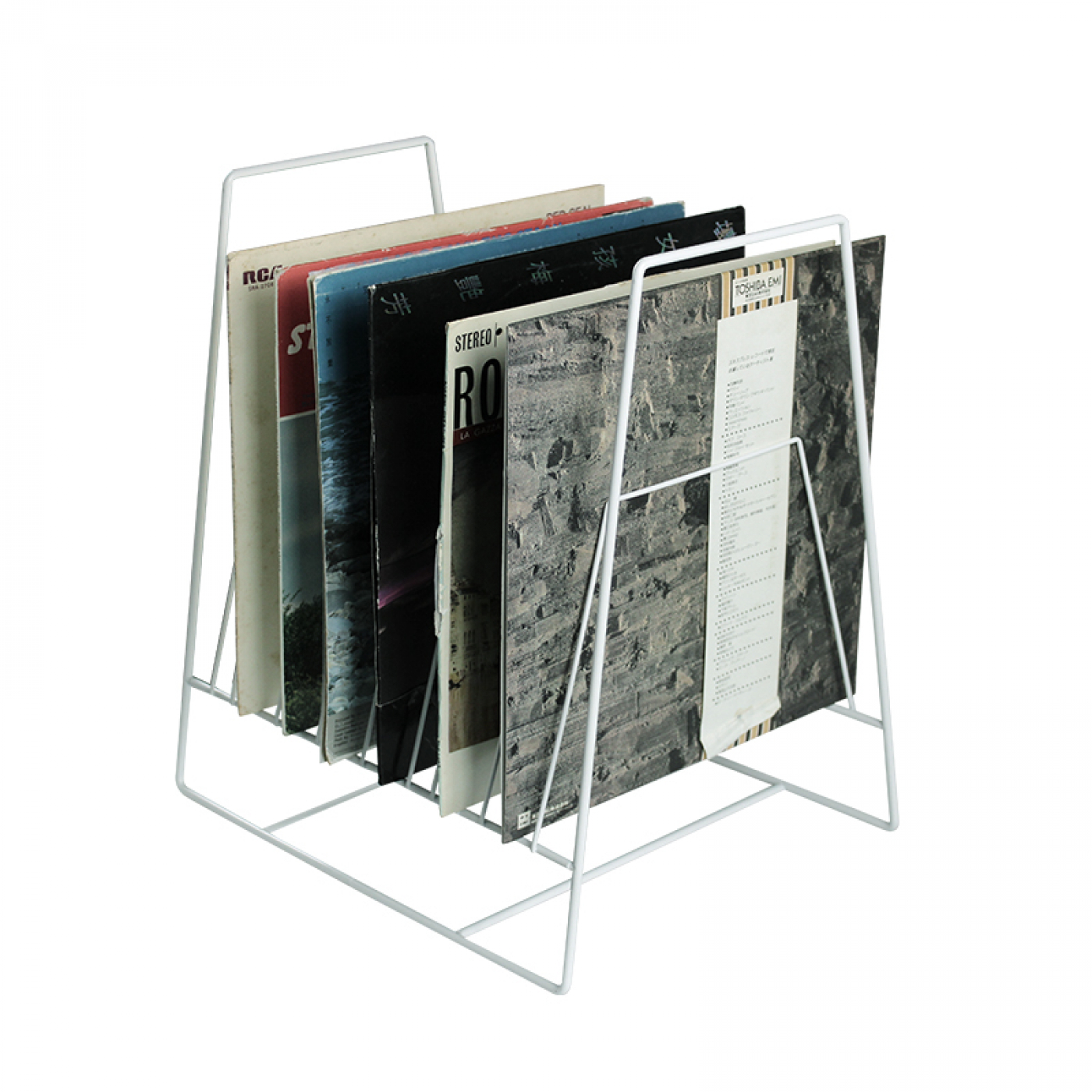 LP vinyl platen opbergrek - platen bladerrek - platenkast - opbergen 60 tot 70 platen - wit - alternatieve afbeelding