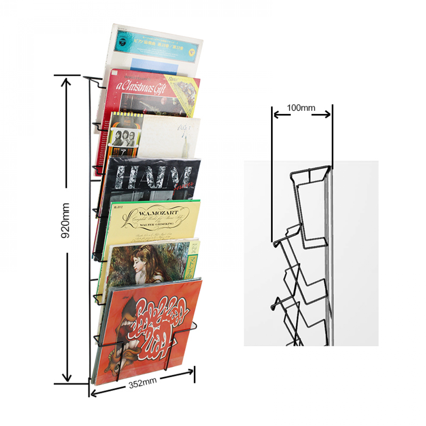 Lp vinyl platen opbergrek - wandrek opbergen lp vinyl platen tegen de muur - alternatieve afbeelding