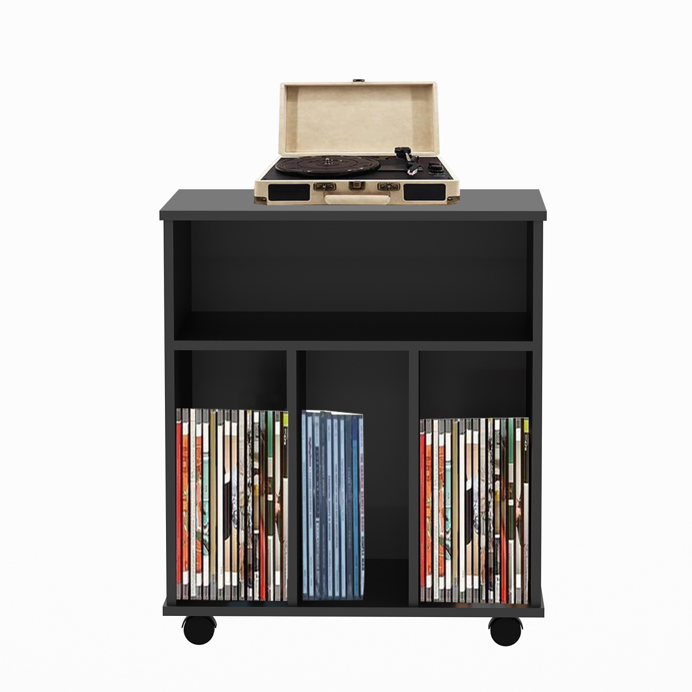 Lp vinyl opbergkast - boekenkast - opbergen tijdschriften boeken platen - zwart