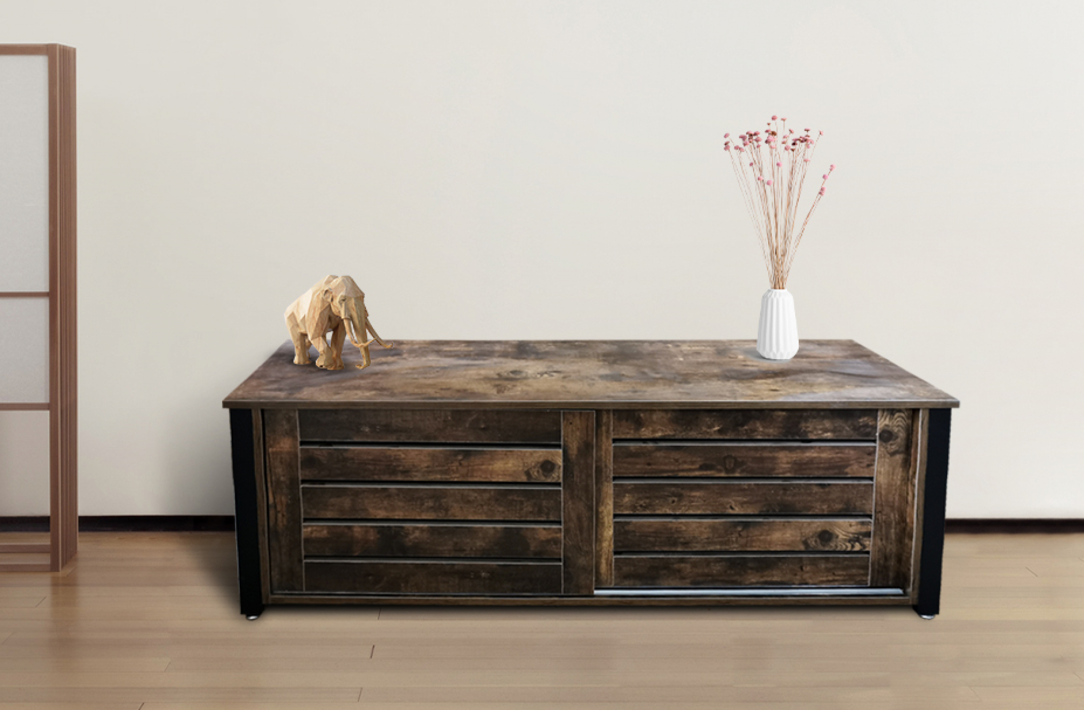 TV meubel kast Stoer industrieel -  dressoir met schuifdeuren - 130 cm breed - alternatieve afbeelding