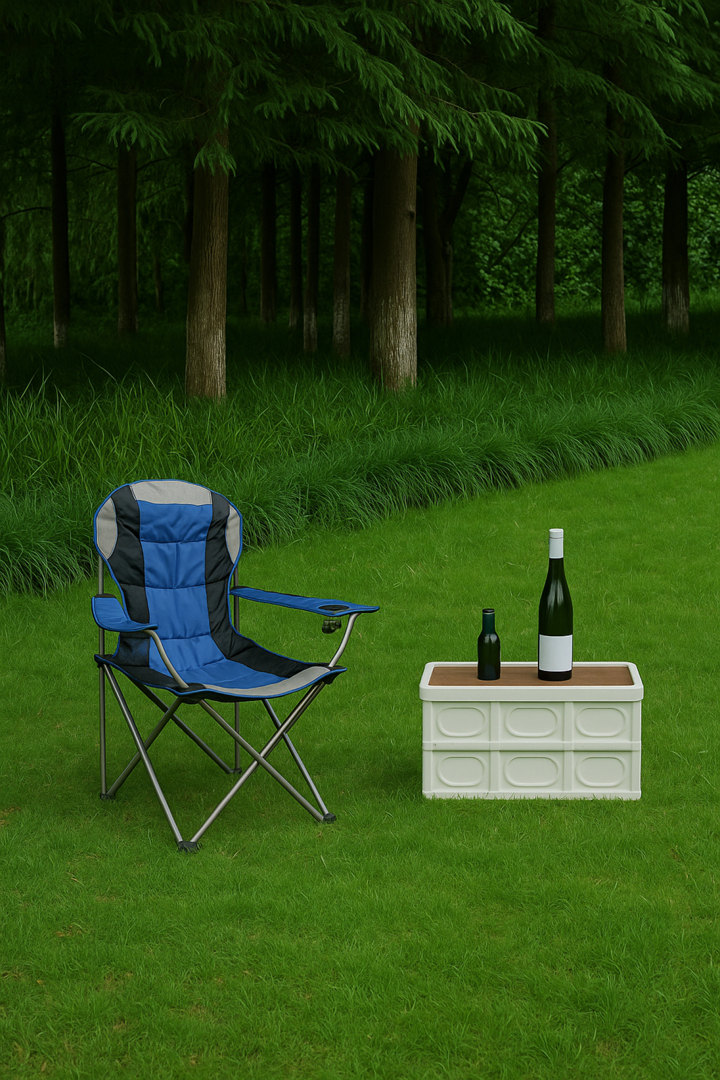 VDD - campingstoel - vouwstoel - campingstoel opvouwbaar - camping stoel - campingstoelen - campingstoel opvouwbaar - opvouwbaar - bekerhouder - blauw - set van 2 - alternatieve afbeelding