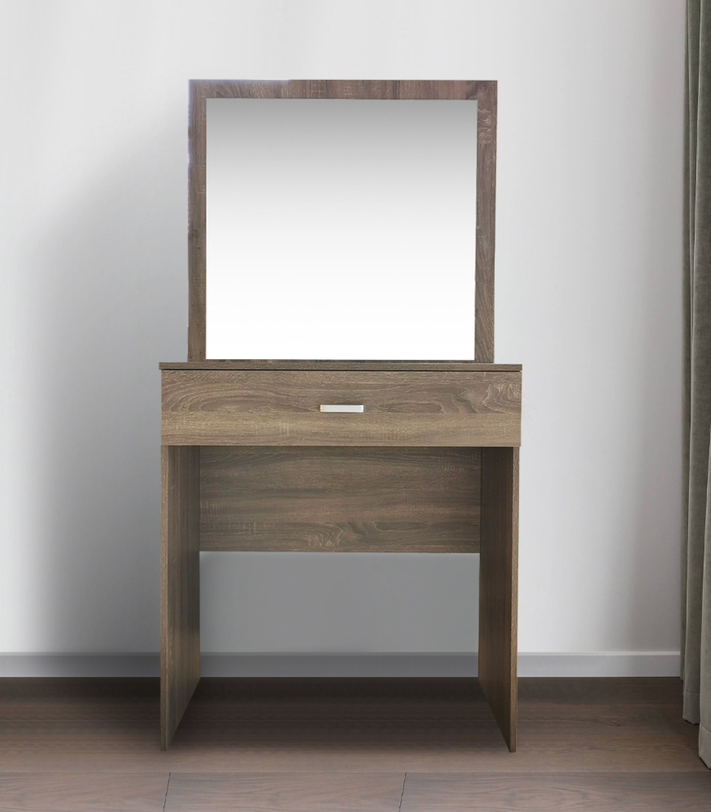 VDD - Kaptafel make up visagie opmaaktafel - toilettafel - met grote spiegel - bruin - alternatieve afbeelding