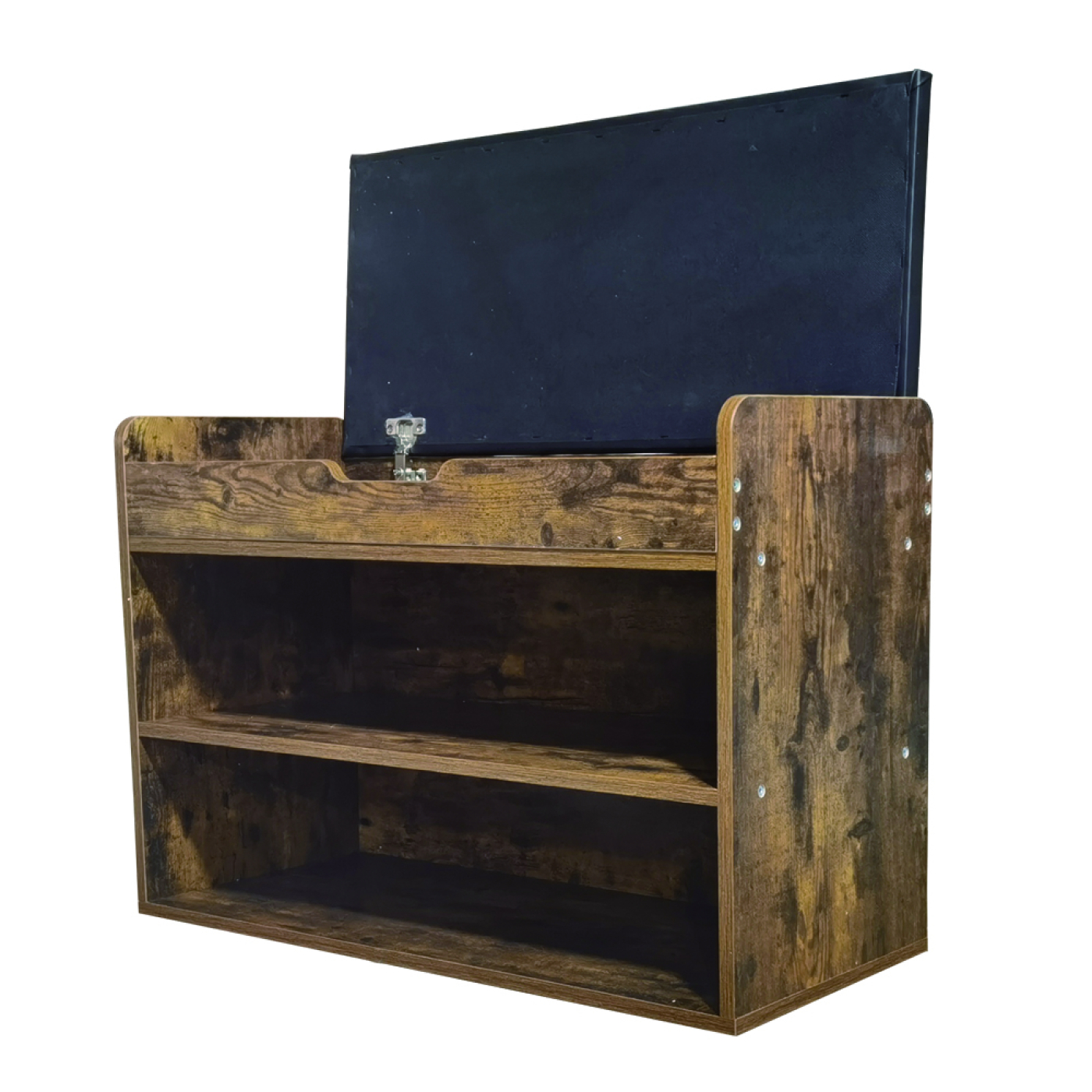 Schoenenkast met zitkussen - Halbankje met schoenen opbergvakken - Vintage bruin - VDD Stage Schoenenkast met zitkussen - Halbankje met schoenen opbergvakken - Vintage bruin - VDD Stage