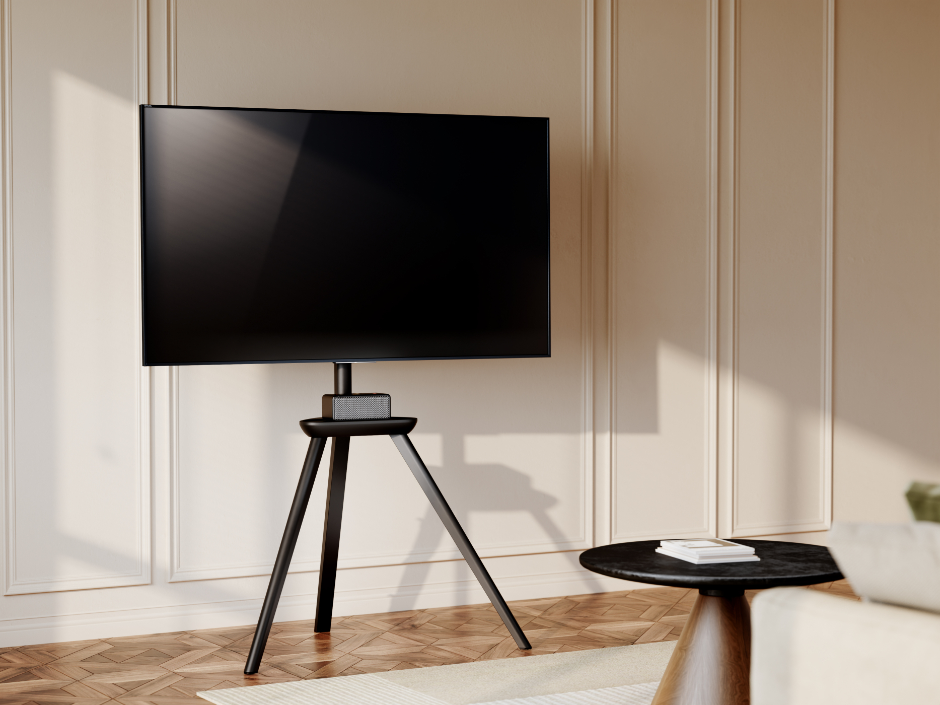 VDD TV Standaard - Vloerstandaard - Studio Statief - Schildersezel Design - Tot 65 inch - Zwart - VDD Stage VDD TV Standaard - Vloerstandaard - Studio Statief - Schildersezel Design - Tot 65 inch - Zwart - VDD Stage