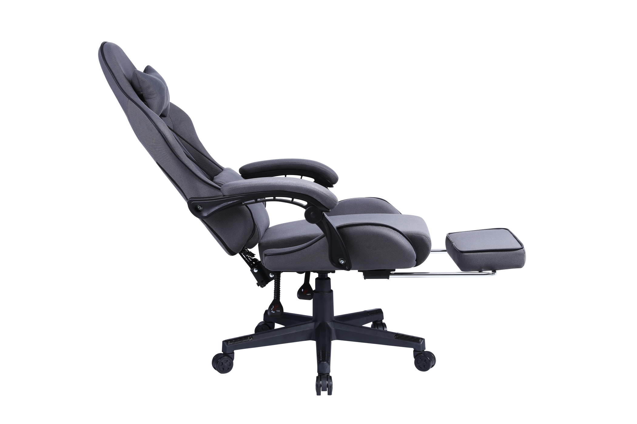 VDD - gamestoel met voetsteun - padded armsteunen - hoogte verstelbaar - massage kussen – grijs - alternatieve afbeelding