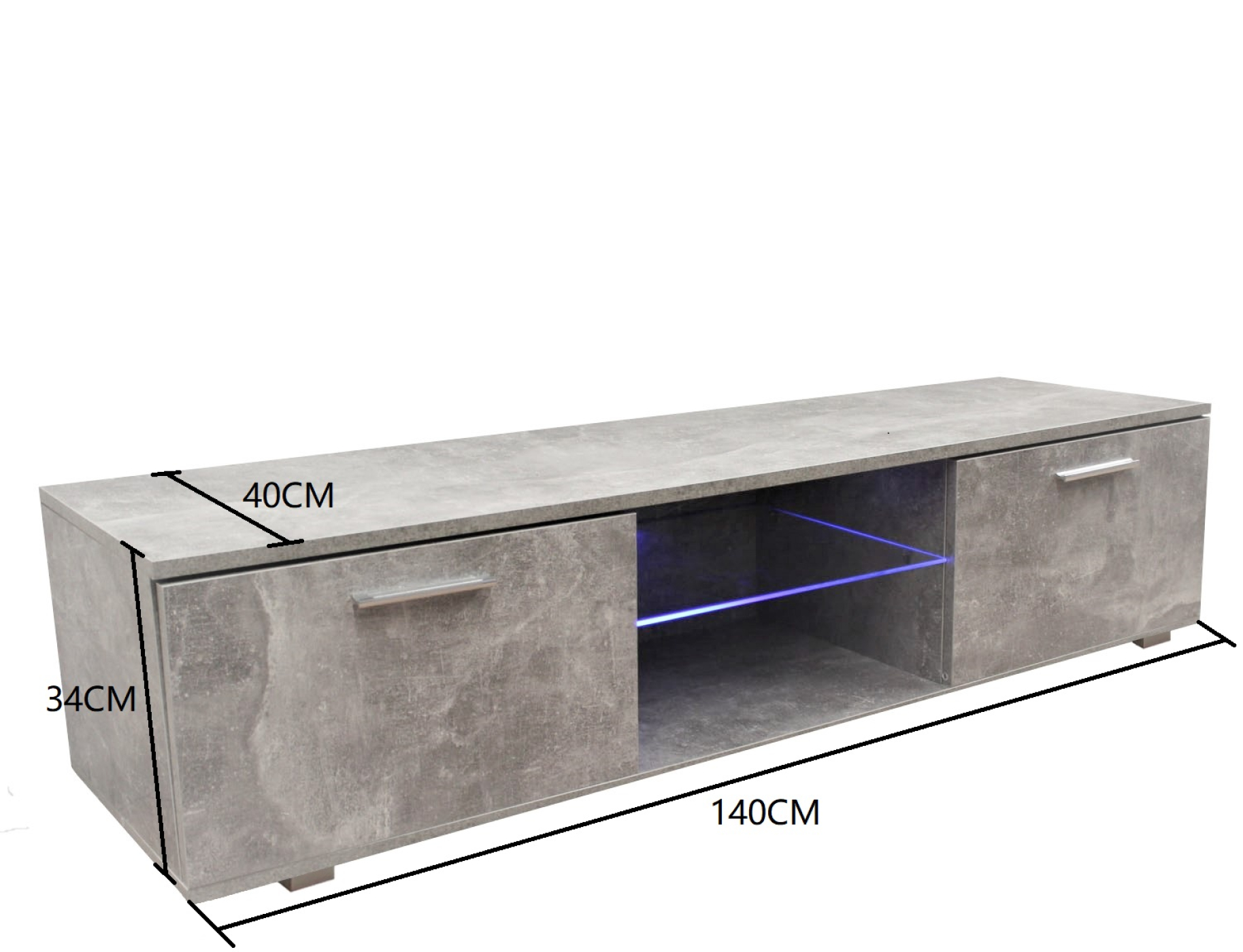 VDD - TV meubel - TV kast - Tenus incl LED - industrieel - grijs - beton design