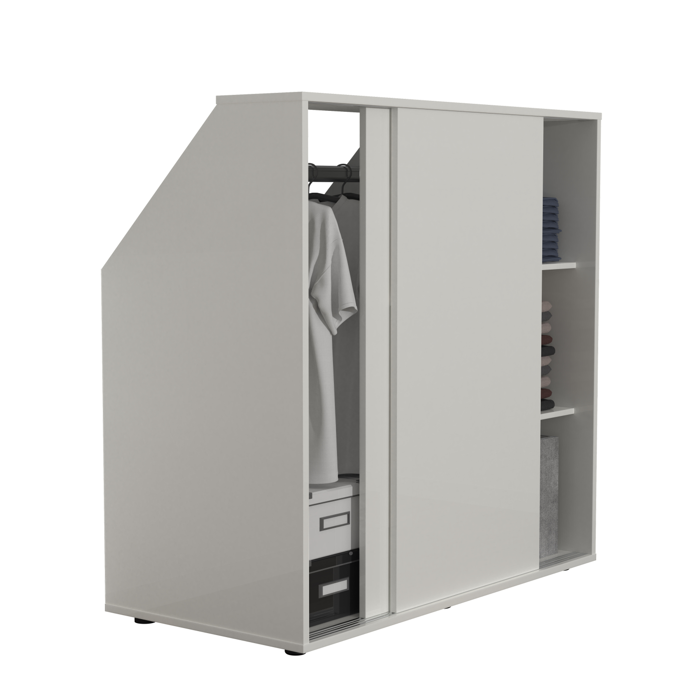 VDD - Schuine wandkast - Kledingkast - Kleding kast- Opbergkast - Kledingkast wit - Opbergkast wit - Kledingkast met planken