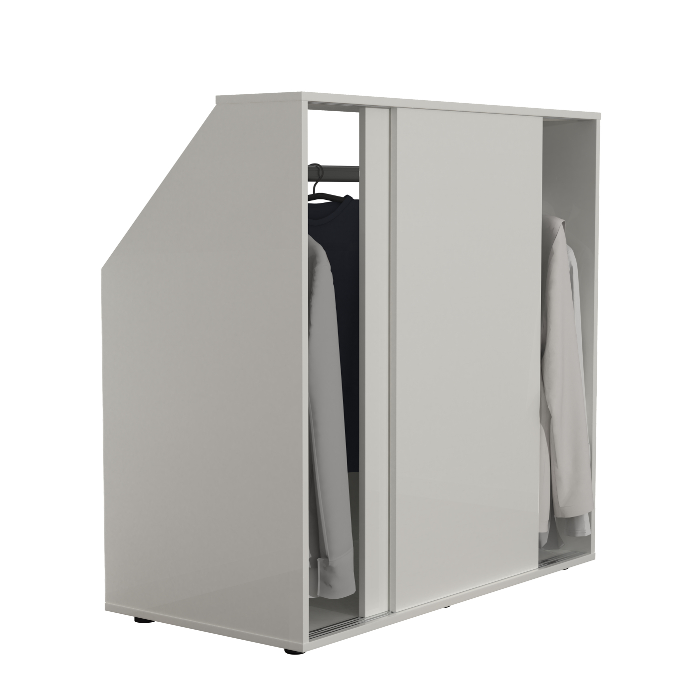VDD - Schuine wandkast - Kledingkast - Kleding kast wit - Kledingkast met schuifdeuren - Kleding kast - Wit - 100x100x50cm