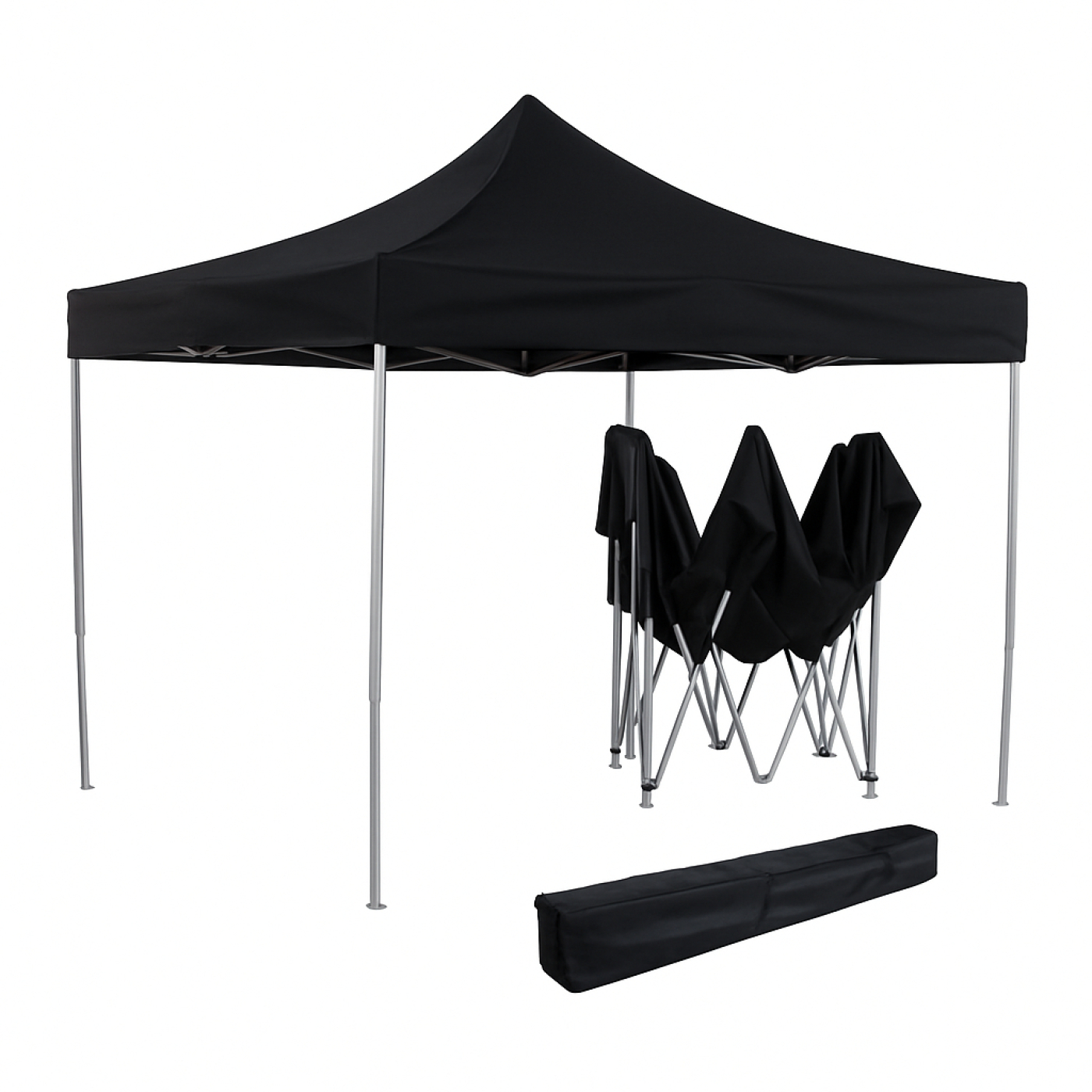 VDD Partytent Easy Up - Paviljoen - Opvouwbaar Draagbaar - Evenementen Tent - Camping - Waterdicht - Met Draagtas - Zwart - 3 x 3m - alternatieve afbeelding