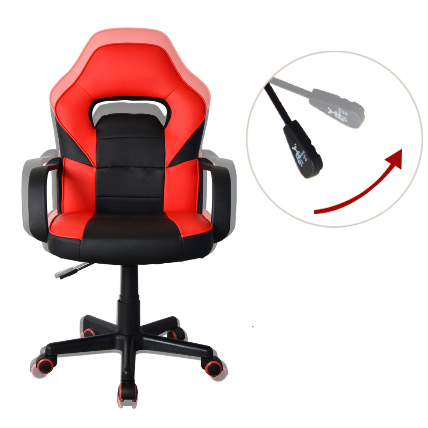 Gamestoel Thomas junior - bureaustoel gaming stijl - hoogte verstelbaar - rood zwart - VDD Stage Gamestoel Thomas junior - bureaustoel gaming stijl - hoogte verstelbaar - rood zwart - VDD Stage