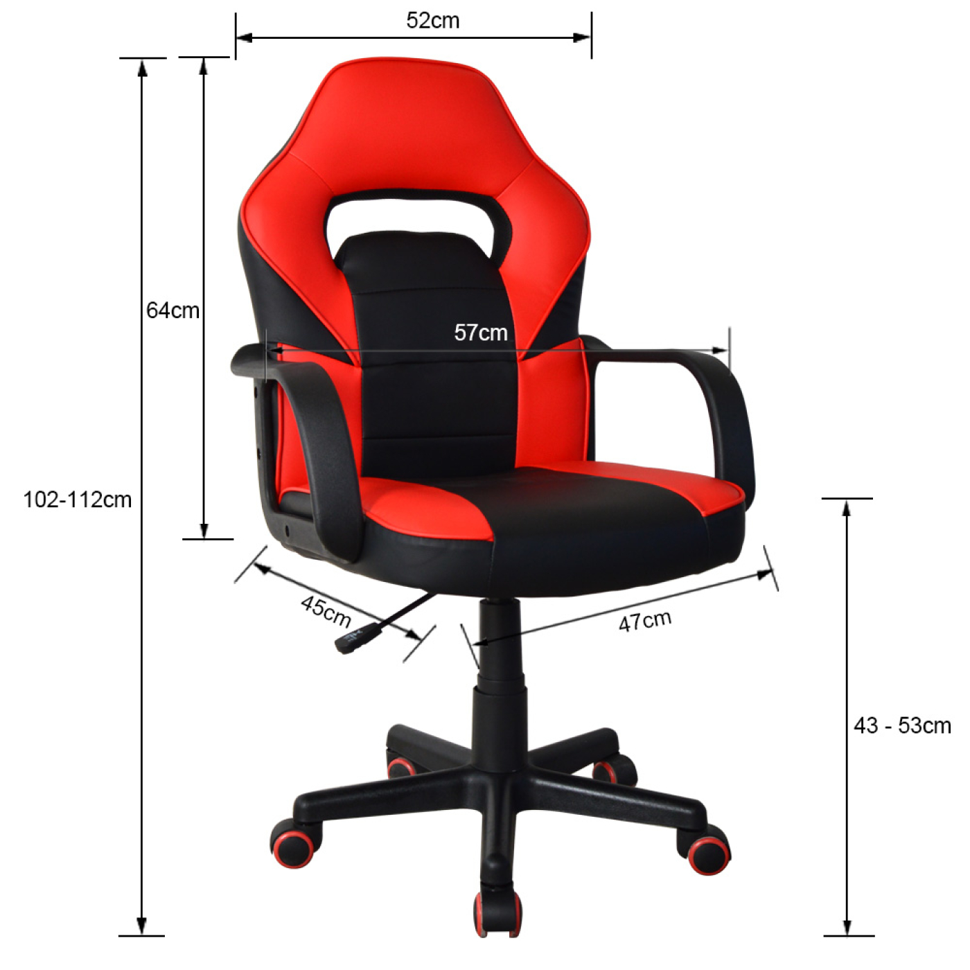Gamestoel Thomas junior - bureaustoel gaming stijl - hoogte verstelbaar - rood zwart - VDD Stage Gamestoel Thomas junior - bureaustoel gaming stijl - hoogte verstelbaar - rood zwart - VDD Stage