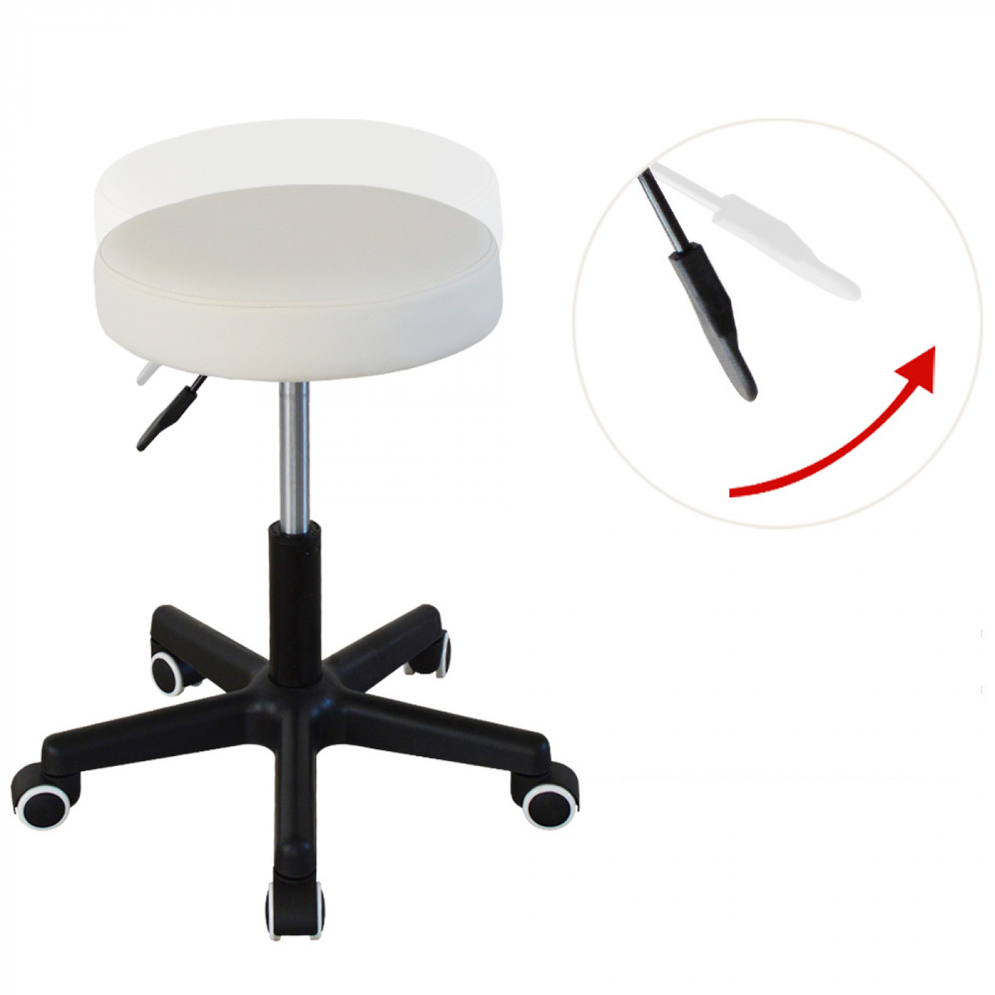 Bureaukruk - kantoorkruk - werkkruk - tabouret - hoogte instelbaar 42 tot 56 cm - wit - VDD Stage Bureaukruk - kantoorkruk - werkkruk - tabouret - hoogte instelbaar 42 tot 56 cm - wit - VDD Stage