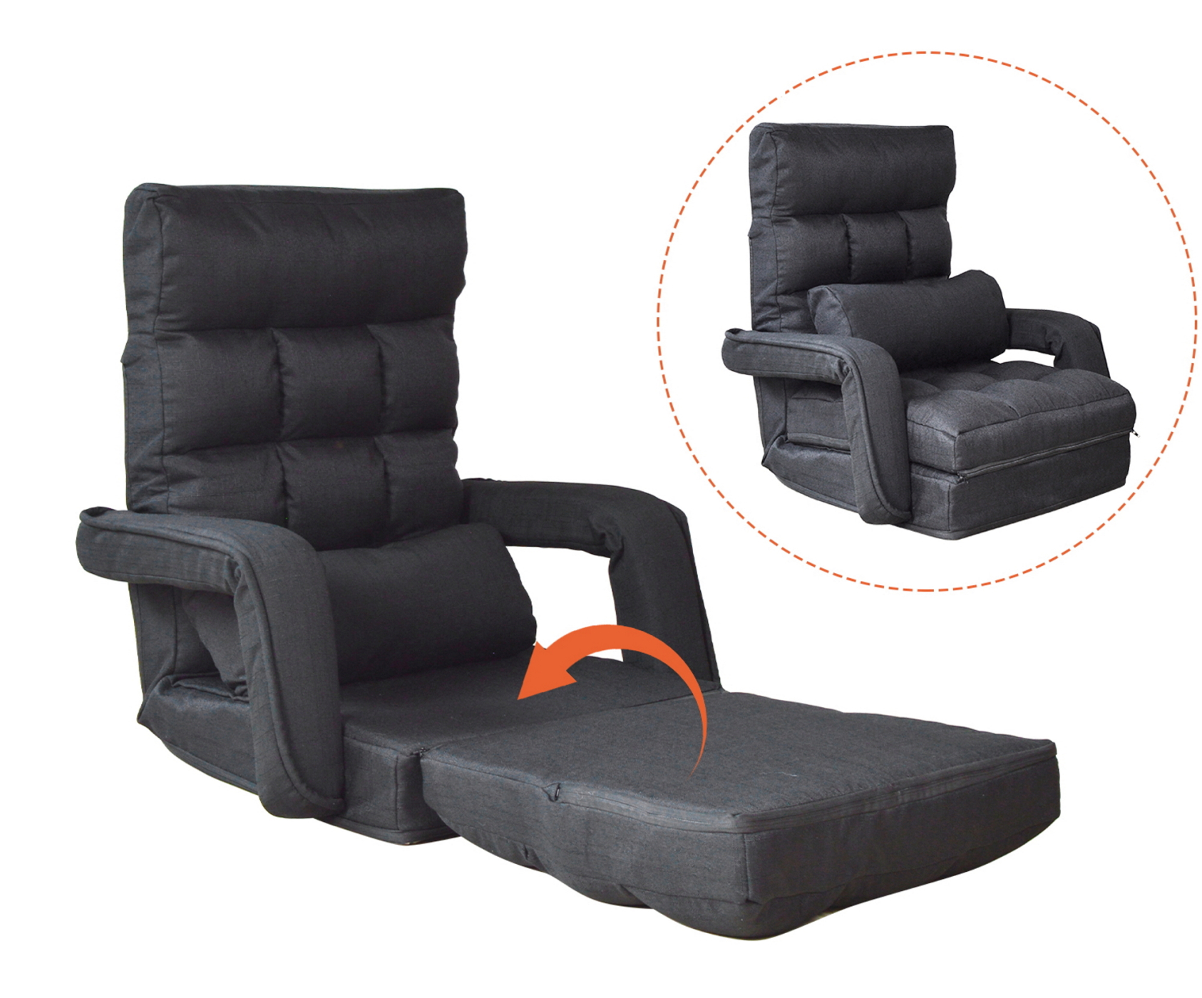 Gamestoel lounge - vloerstoel - verstelbare rugleuning - uitklapbaar tot ligstoel - VDD Stage Gamestoel lounge - vloerstoel - verstelbare rugleuning - uitklapbaar tot ligstoel - VDD Stage