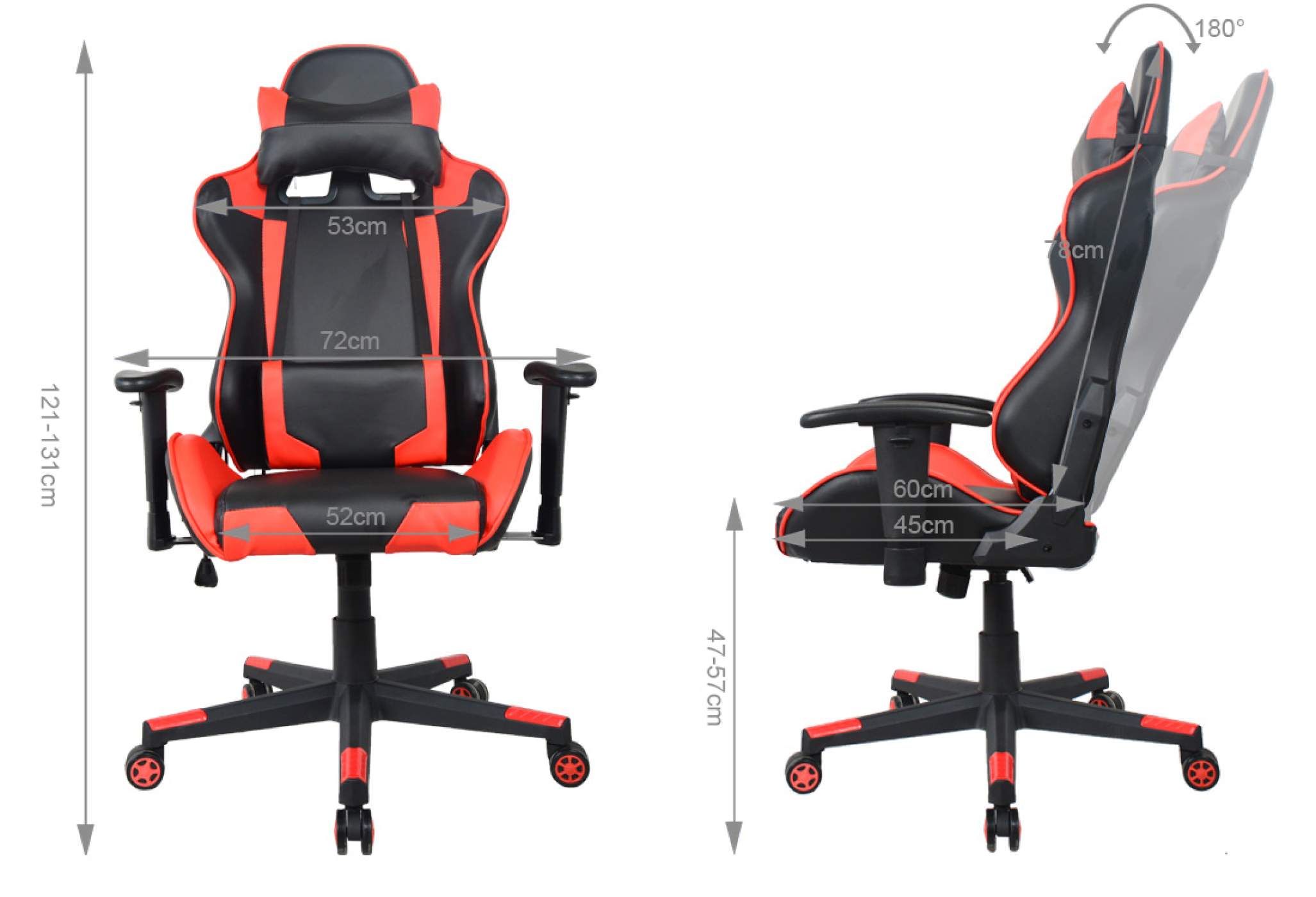 Bureaustoel gamestoel Thomas - racing gaming stijl stoel - ergonomisch - rood zwart - VDD Stage Bureaustoel gamestoel Thomas - racing gaming stijl stoel - ergonomisch - rood zwart - VDD Stage