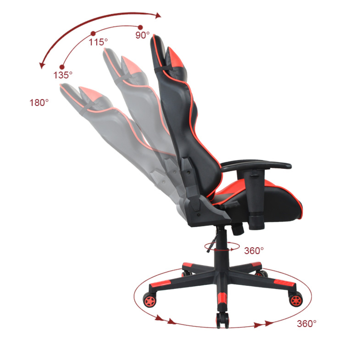 Bureaustoel gamestoel Thomas - racing gaming stijl stoel - ergonomisch - rood zwart - VDD Stage Bureaustoel gamestoel Thomas - racing gaming stijl stoel - ergonomisch - rood zwart - VDD Stage