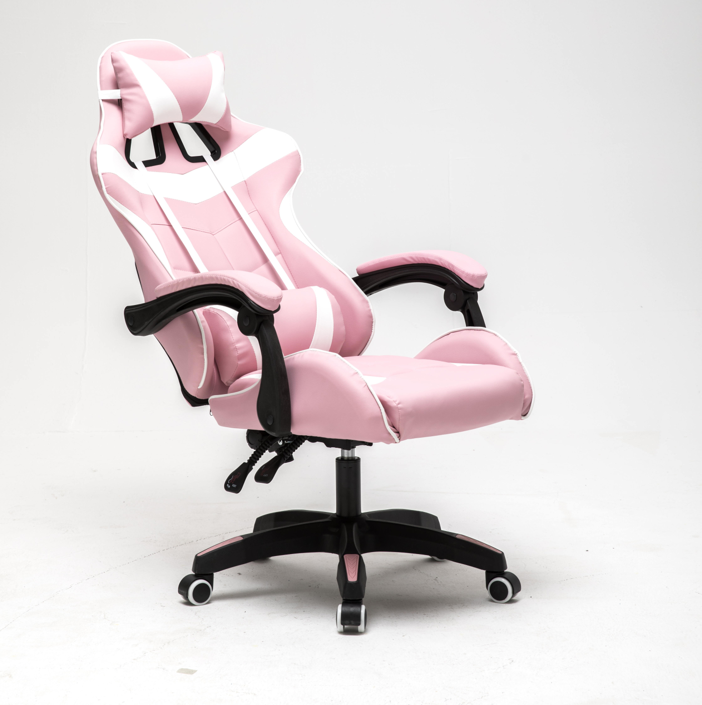 Gamestoel Cyclone tieners - bureaustoel - racing gaming stoel - roze wit - alternatieve afbeelding
