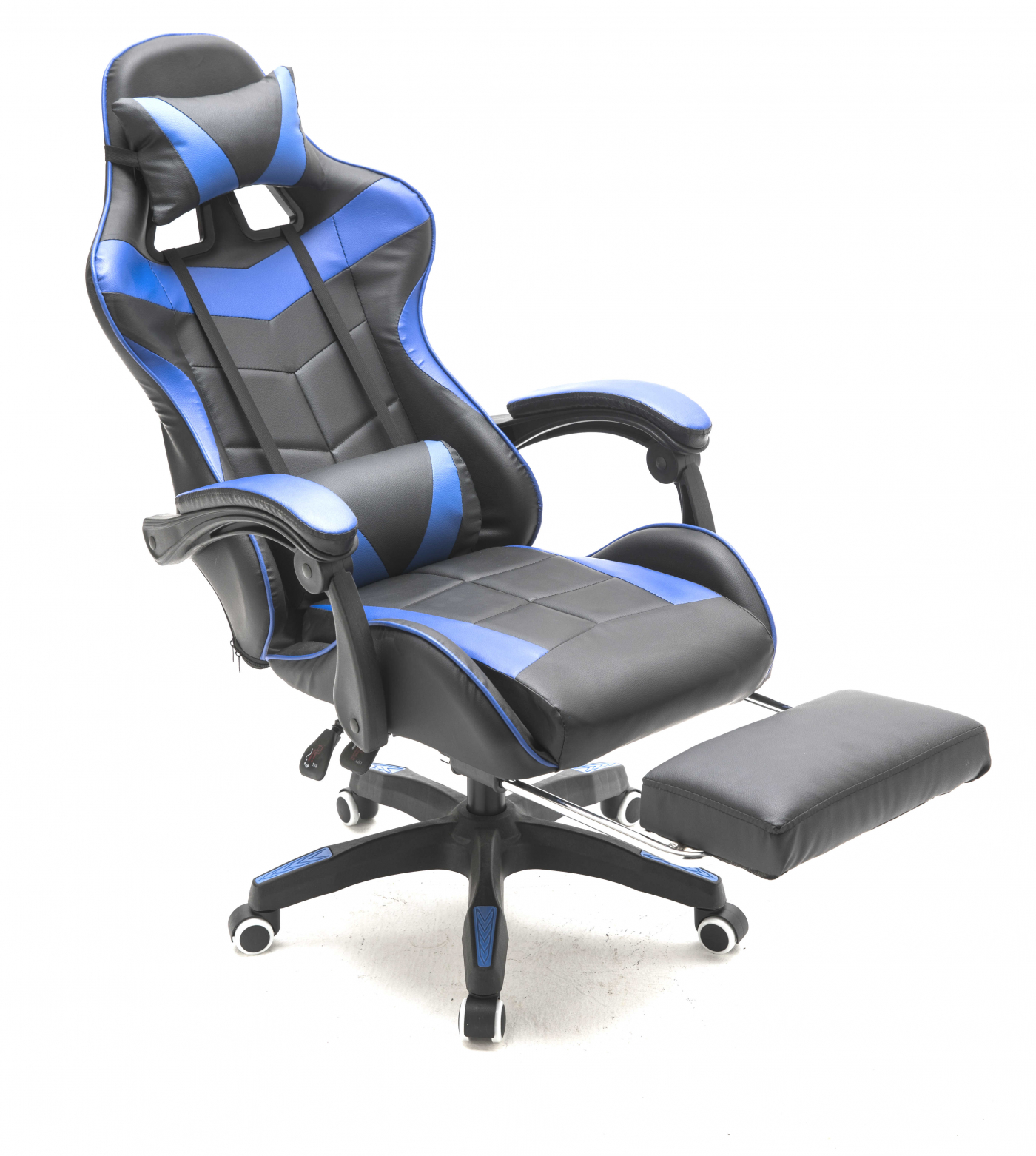 Gamestoel met voetsteun Cyclone tieners - bureaustoel - racing gaming stoel - blauw zwart - alternatieve afbeelding