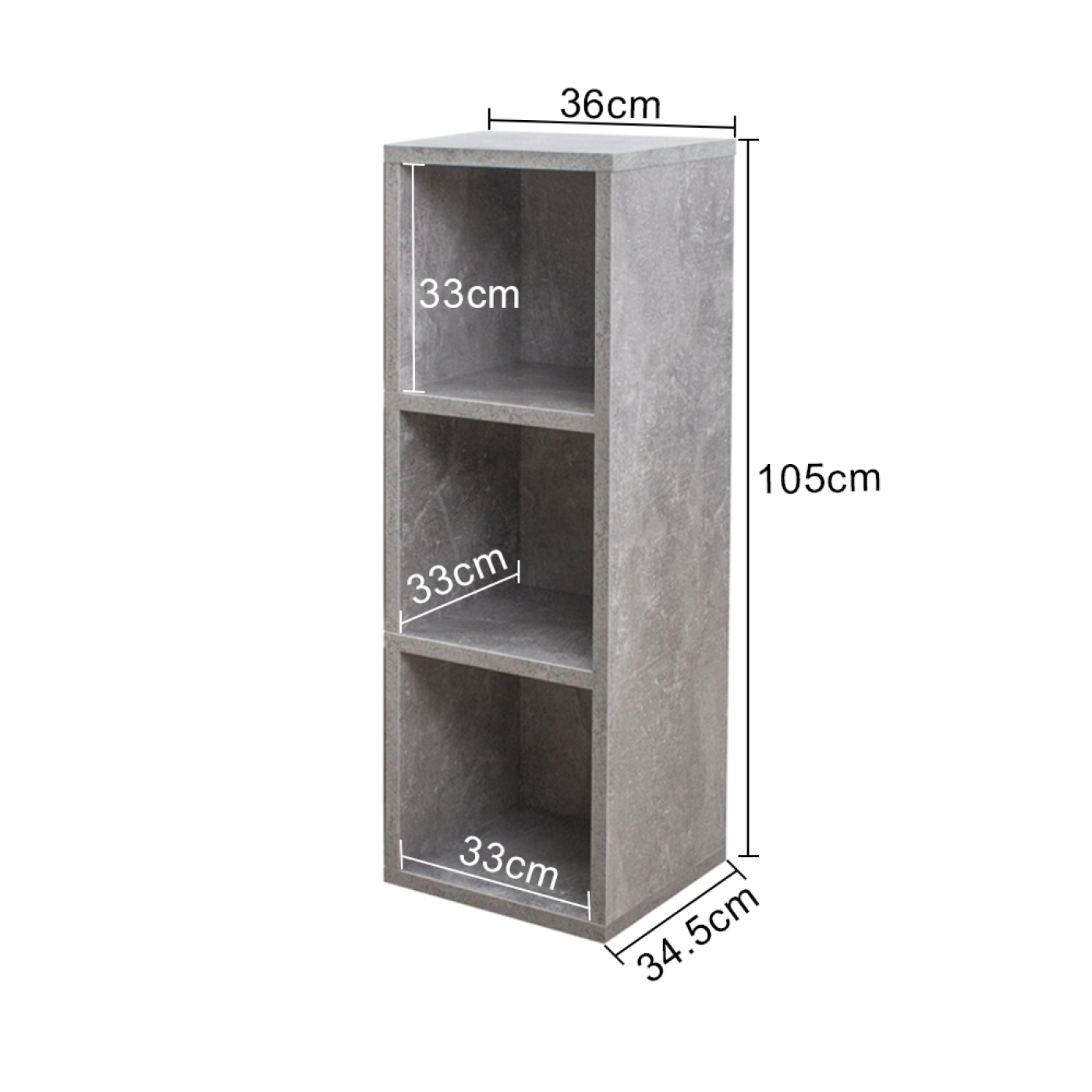 Lp platen vinyl opbergkast - opbergen lp vinyl platen - boekenkast - 3 vakken - grijs beton - VDD Stage Lp platen vinyl opbergkast - opbergen lp vinyl platen - boekenkast - 3 vakken - grijs beton - VDD Stage