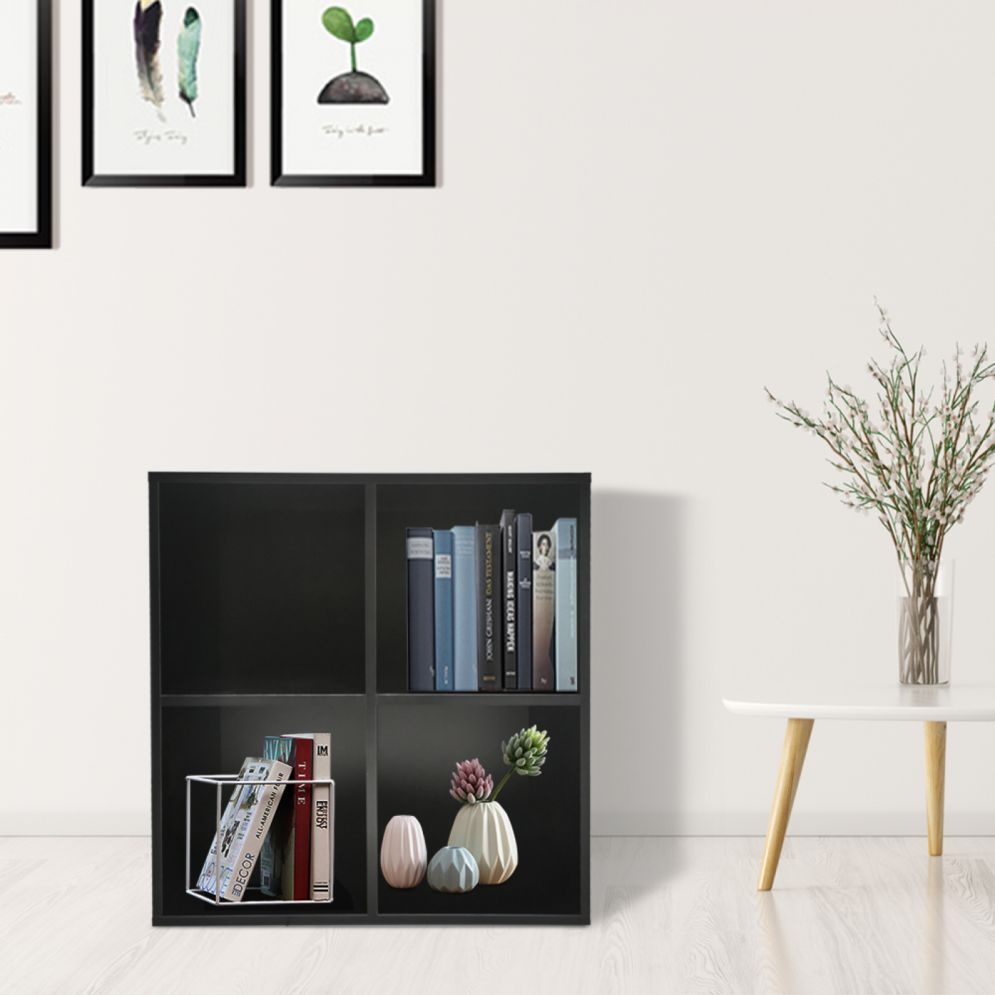 Boekenkast Vakkie 4 open vakken opbergkast - vakkenkast - wandkast - zwart - alternatieve afbeelding