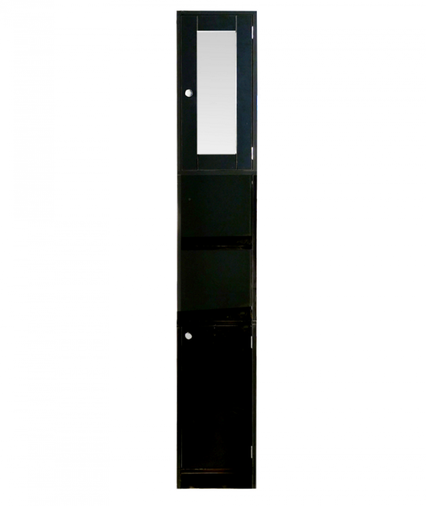 VDD Badkamerkast - Kolomkast Badkamer - Met Spiegel - Slaapkamer of Hal - 180 cm Hoog - Zwart
