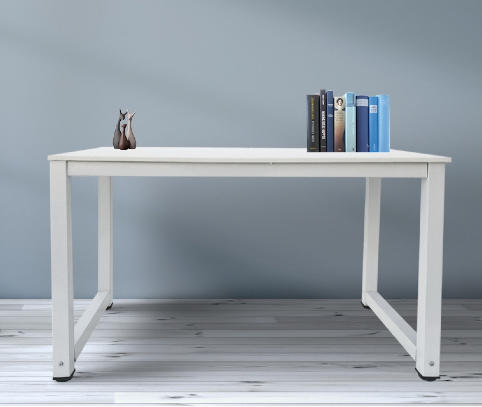 Bureau - computertafel - keukentafel - metaal hout - 120 cm x 60 cm - wit - alternatieve afbeelding