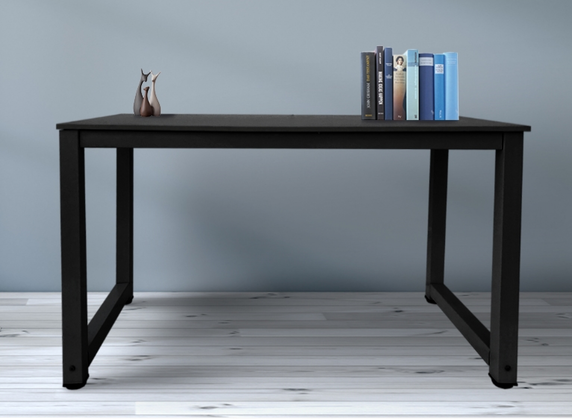 Bureau computer tafel - keukentafel - metaal hout - 120 cm x 60 cm - zwart - alternatieve afbeelding