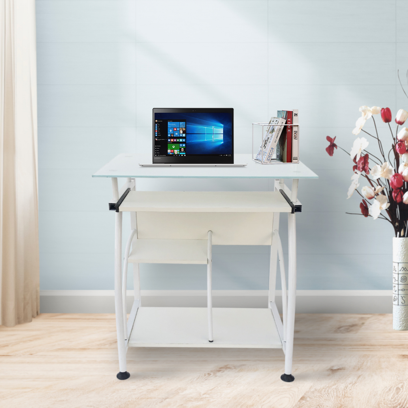 Bureau laptop computertafel - ruimtebesparend - 70 cm x 50 cm - wit - alternatieve afbeelding