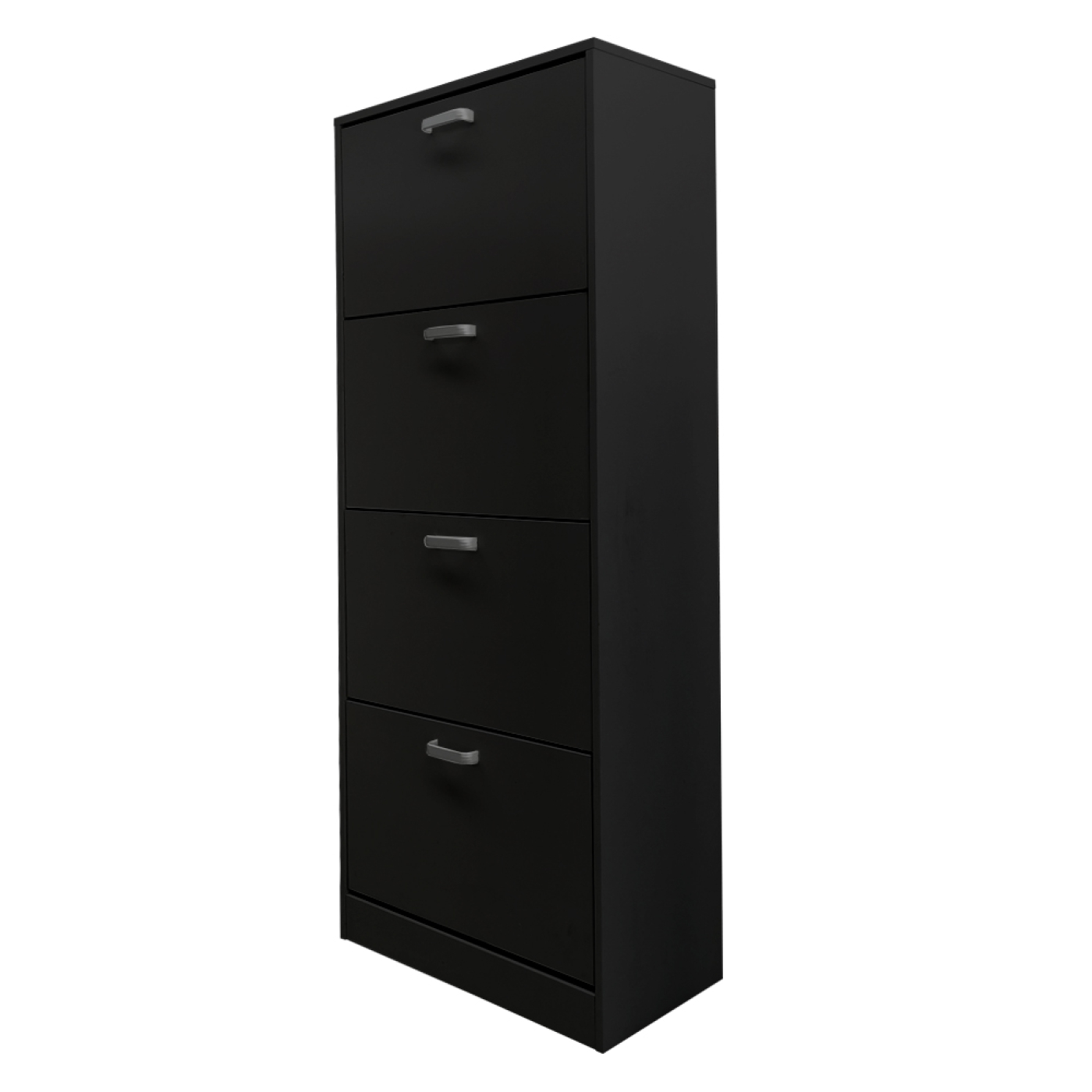 Schoenenkast - schoenenrek - 4 vakken met klepdeuren - zwart - VDD Stage Schoenenkast - schoenenrek - 4 vakken met klepdeuren - zwart - VDD Stage