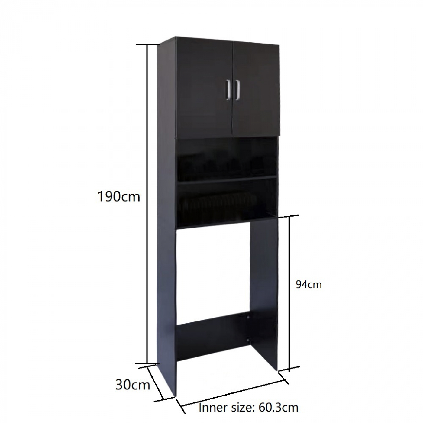Wasmachine kast wasdroger ombouw meubel 190 cm zwart - VDD Stage Wasmachine kast wasdroger ombouw meubel 190 cm zwart - VDD Stage