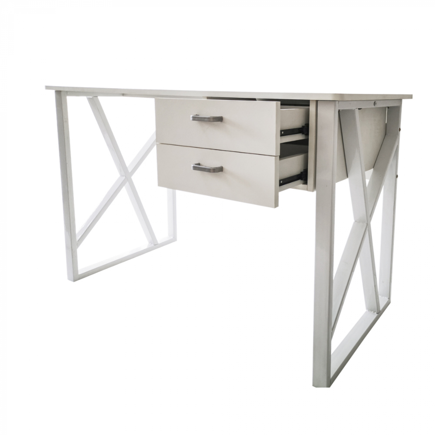 Bureau computer tafel Stoer - laptop buro - industrieel modern - metaal hout - wit - VDD Stage Bureau computer tafel Stoer - laptop buro - industrieel modern - metaal hout - wit - VDD Stage