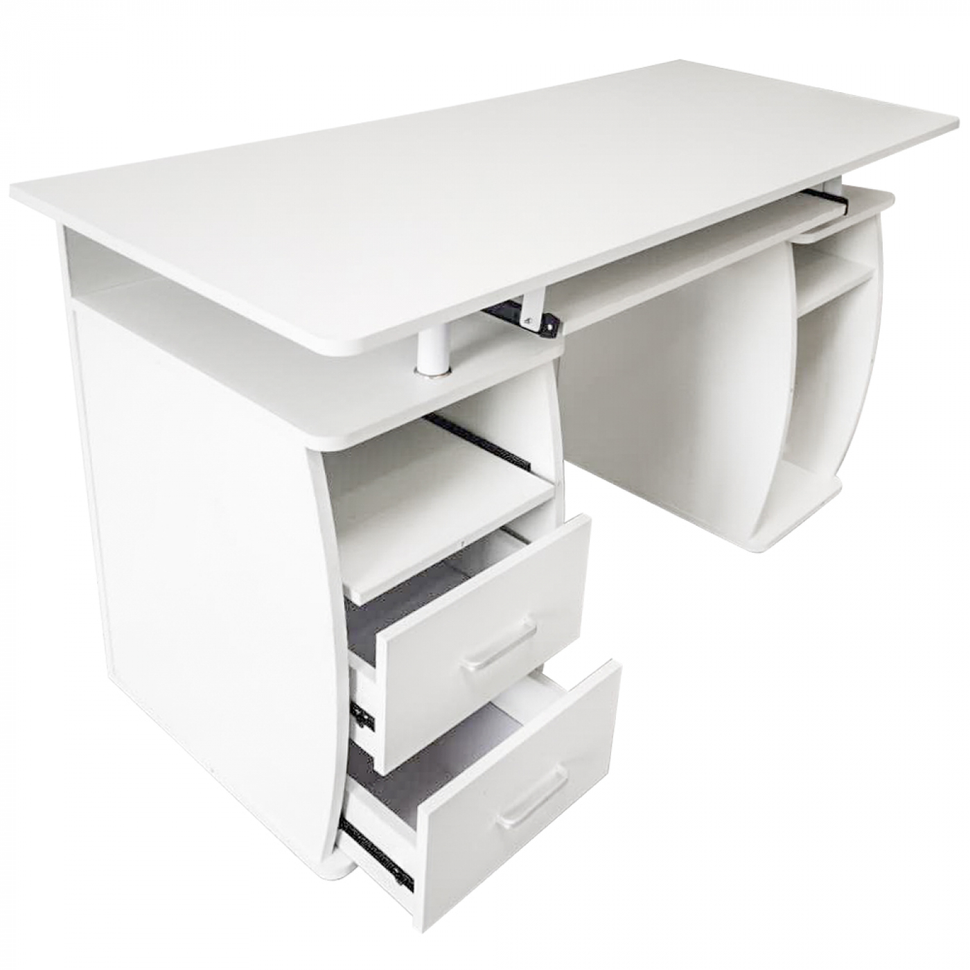 Bureau computertafel - praktisch veel opbergruimte in lades en vakken - 120 cm breed - wit - VDD Stage Bureau computertafel - praktisch veel opbergruimte in lades en vakken - 120 cm breed - wit - VDD Stage