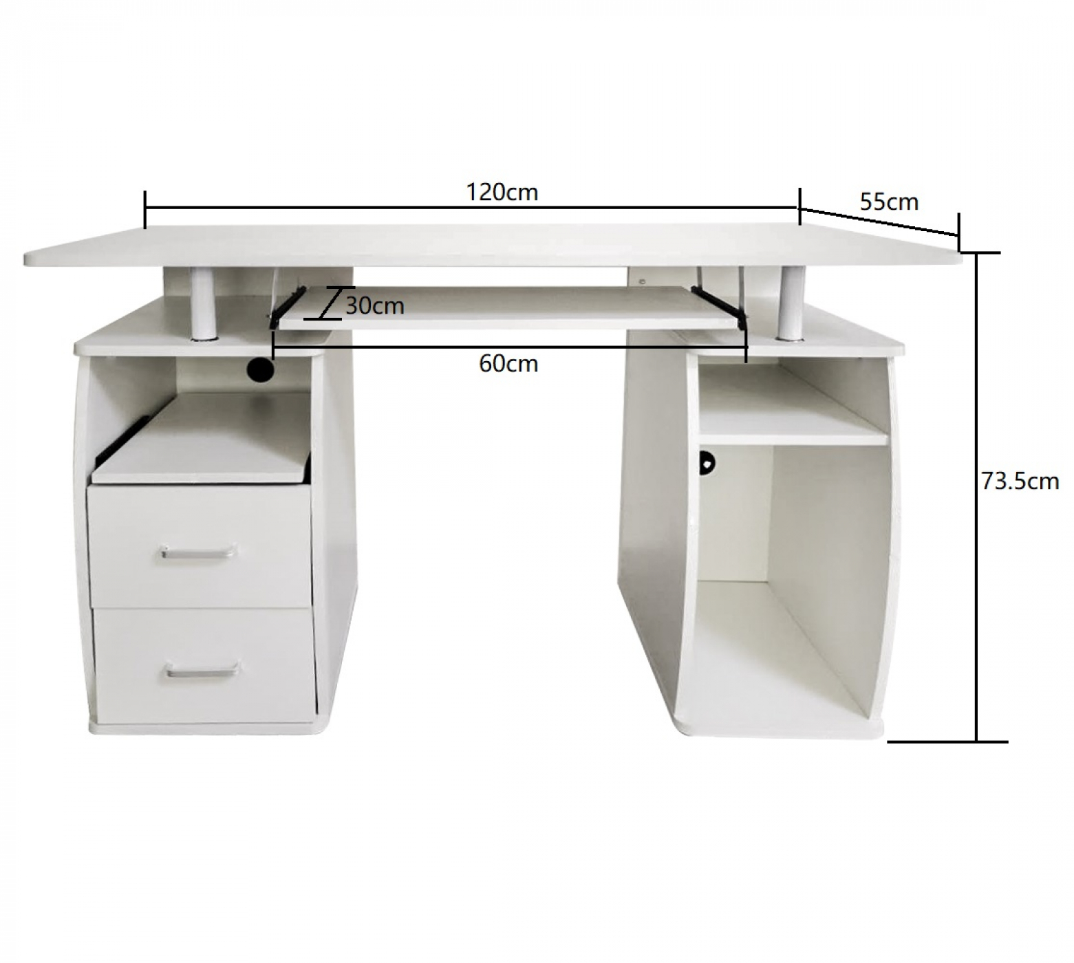 Bureau computertafel - praktisch veel opbergruimte in lades en vakken - 120 cm breed - wit - VDD Stage Bureau computertafel - praktisch veel opbergruimte in lades en vakken - 120 cm breed - wit - VDD Stage