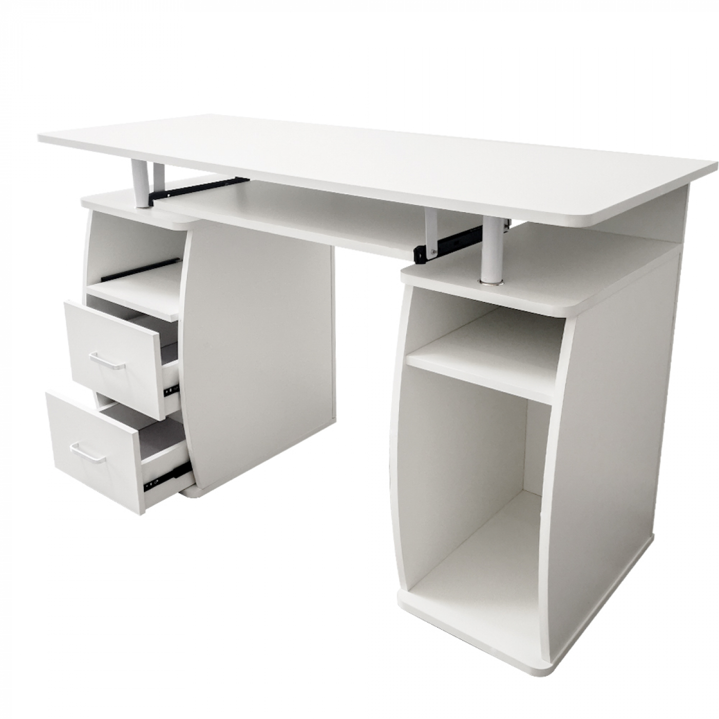 Bureau computertafel - praktisch veel opbergruimte in lades en vakken - 120 cm breed - wit - VDD Stage Bureau computertafel - praktisch veel opbergruimte in lades en vakken - 120 cm breed - wit - VDD Stage