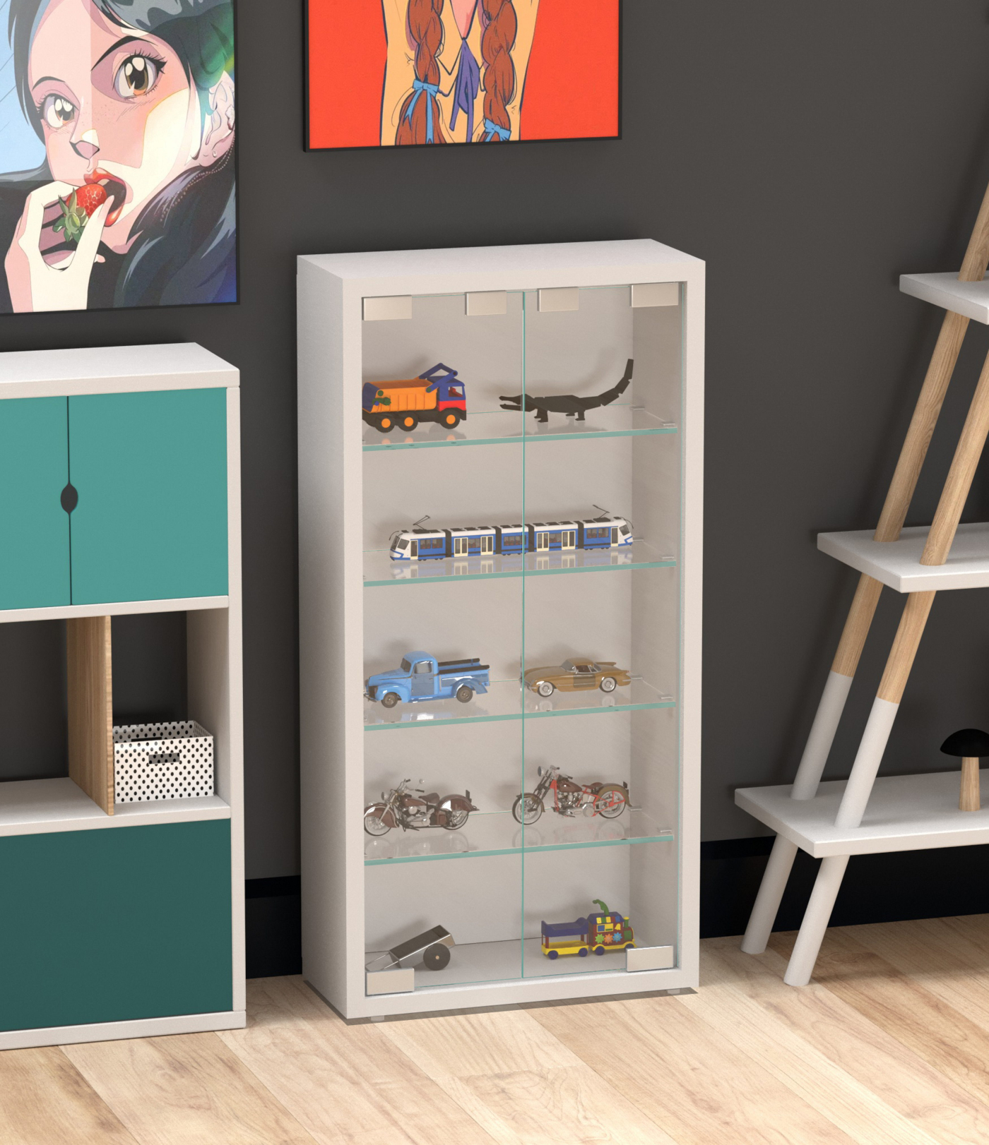 Vitrinekast staande hangende wandvitrine - 30 x 60 x 13 cm - VDD Stage Vitrinekast staande hangende wandvitrine - 30 x 60 x 13 cm - VDD Stage