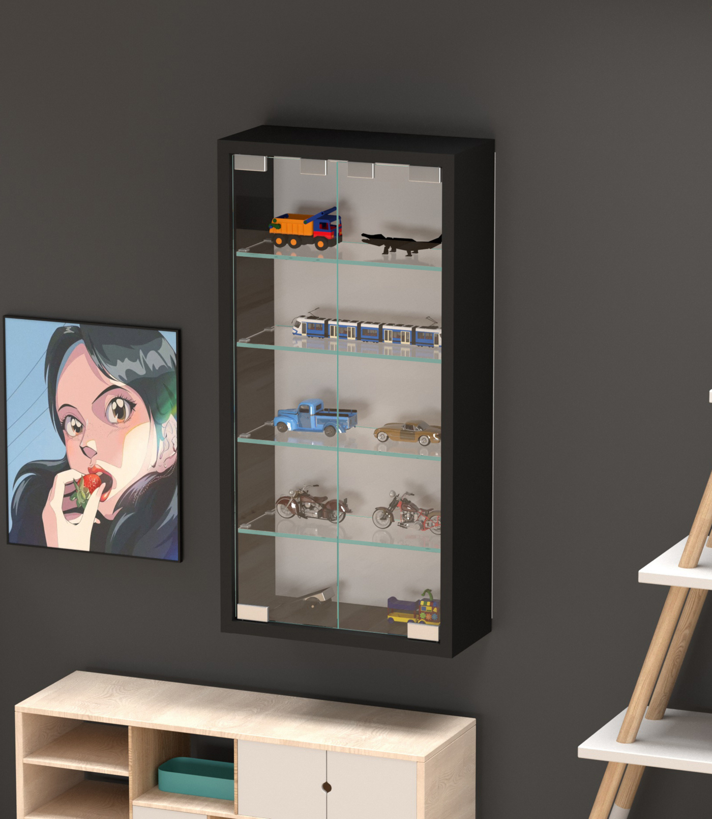 Vitrinekast staande hangende wandvitrine - 30 x 60 x 13 cm - VDD Stage Vitrinekast staande hangende wandvitrine - 30 x 60 x 13 cm - VDD Stage
