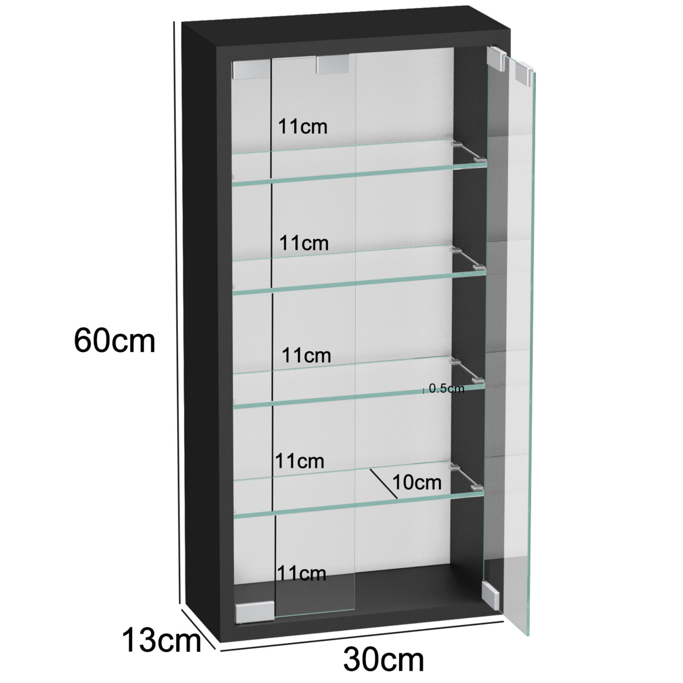Vitrinekast staande hangende wandvitrine - 30 x 60 x 13 cm - VDD Stage Vitrinekast staande hangende wandvitrine - 30 x 60 x 13 cm - VDD Stage