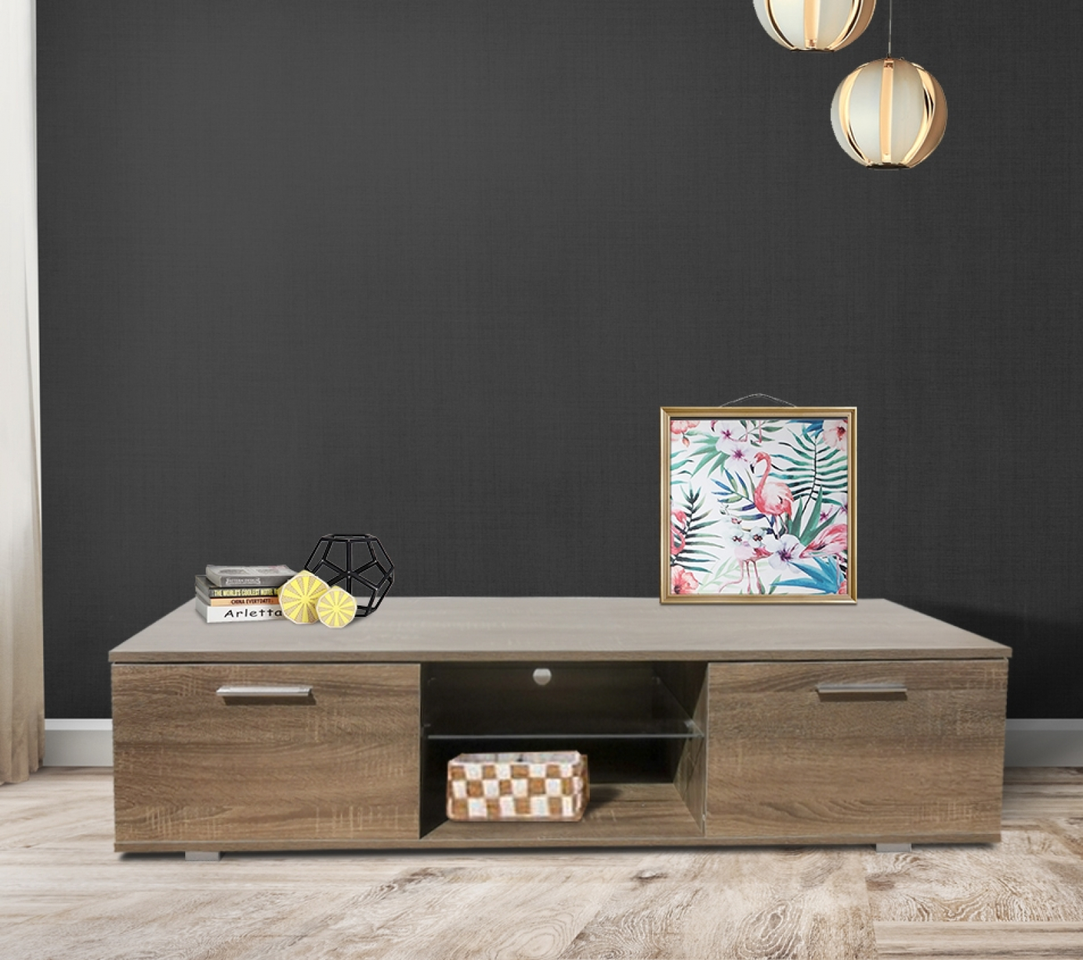 TV meubel dressoir Tenus - media meubel - met verlichting - 140 cm breed - donkerbruin - alternatieve afbeelding