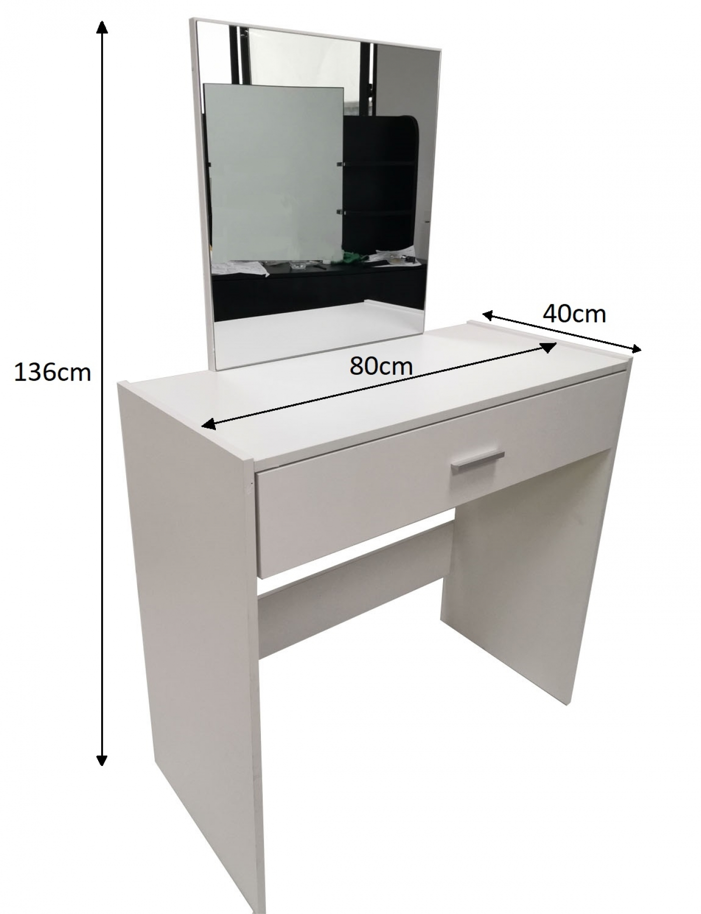 Kaptafel make up visagie opmaaktafel met spiegel en lade wit - VDD Stage Kaptafel make up visagie opmaaktafel met spiegel en lade wit - VDD Stage