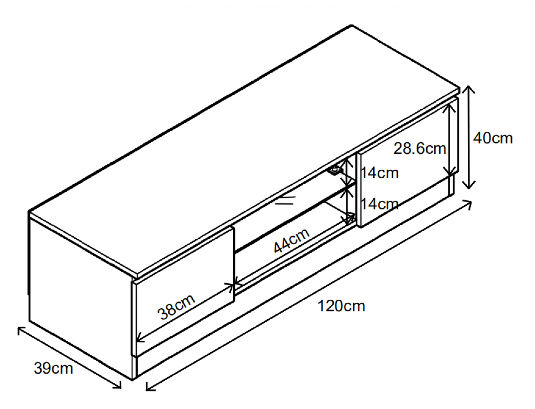 TV meubel dressoir - TV kast - 120 cm breed - zwart - VDD Stage TV meubel dressoir - TV kast - 120 cm breed - zwart - VDD Stage