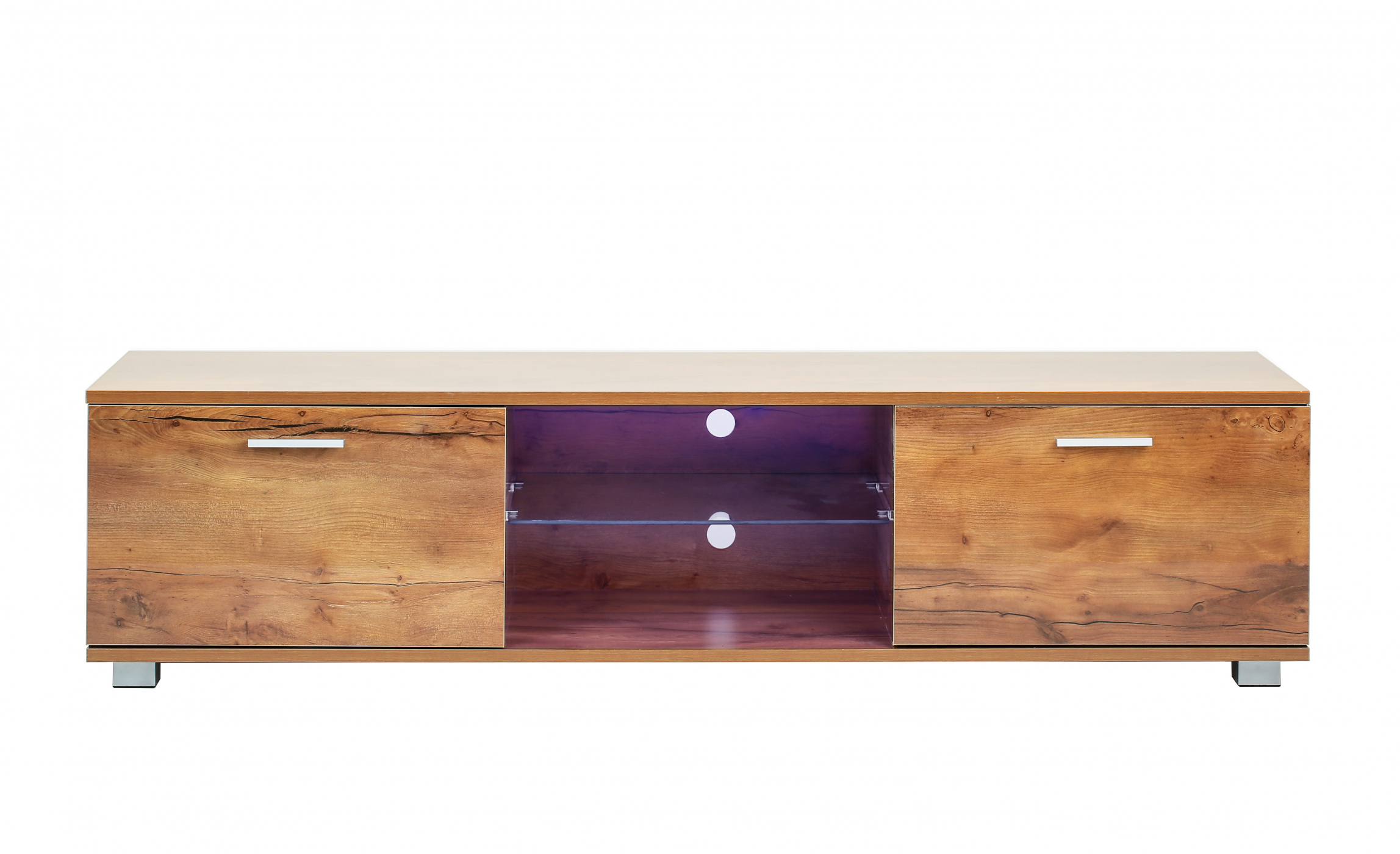 TV meubel - dressoir - led verlichting - 140 cm breed - bruin houtstructuur